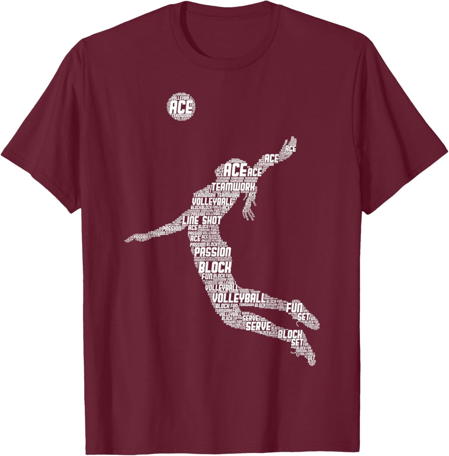 Volleyball Teen Girl Women Youth Player Small T-Shirt - T-Shirt | Maroon