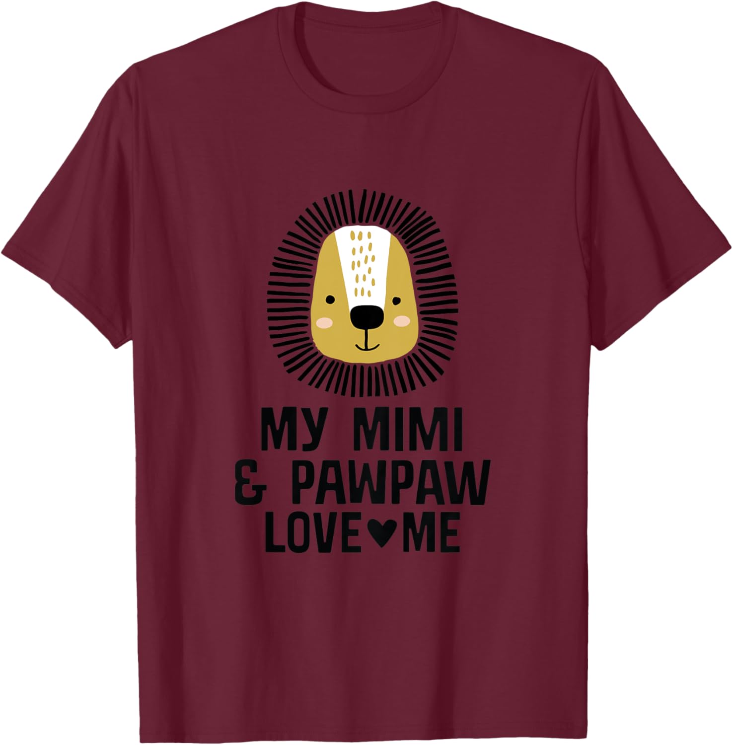 Kids Mimi and Pawpaw Love Me Grandson Boy Lion T-Shirt - T-Shirt | Maroon