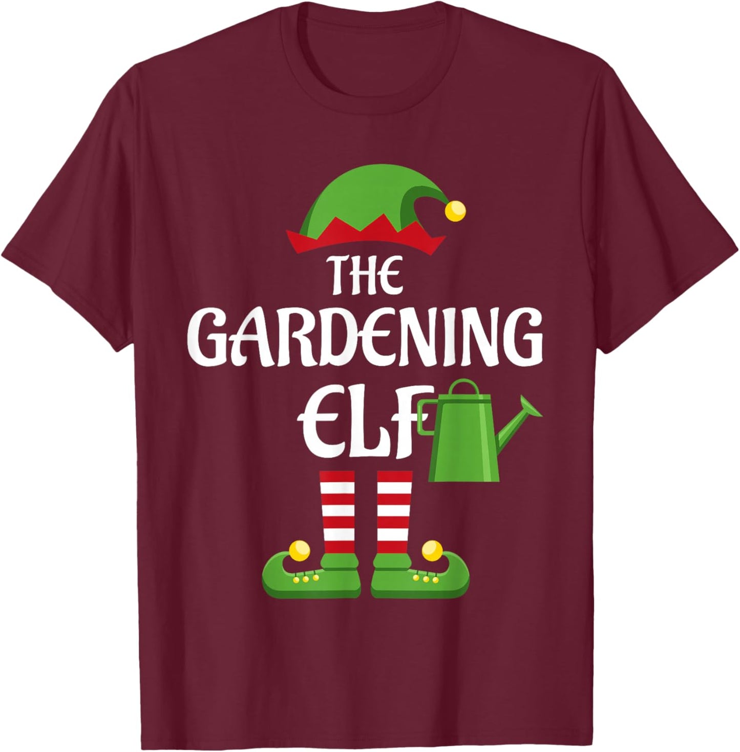 Gardening Elf Family Matching Group Christmas T-Shirt - T-Shirt | Maroon