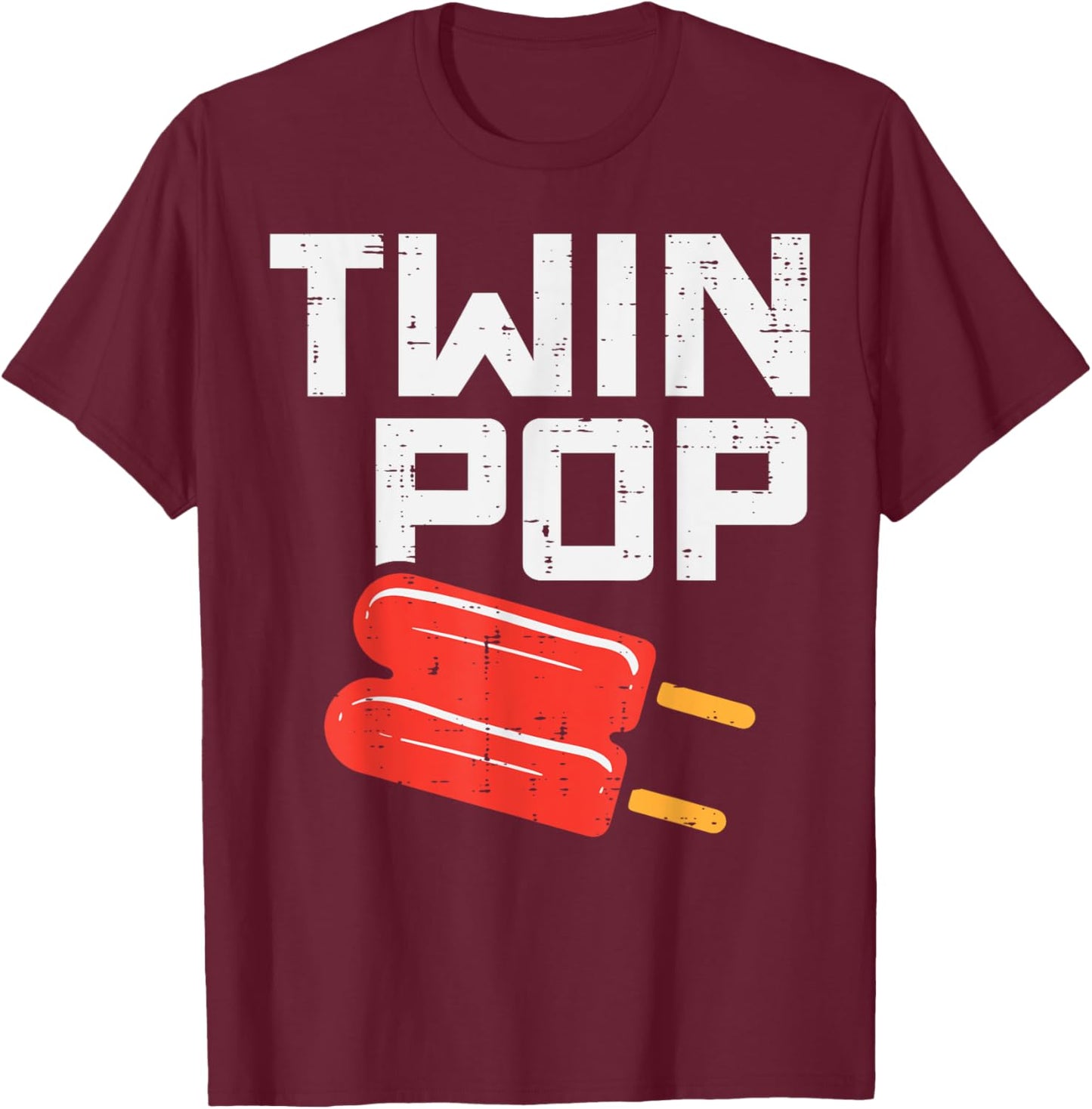 Twin Pop Pop Ice Cream Fathers Day Grandpa Pops Paw Paw Men T-Shirt - T-Shirt | Maroon