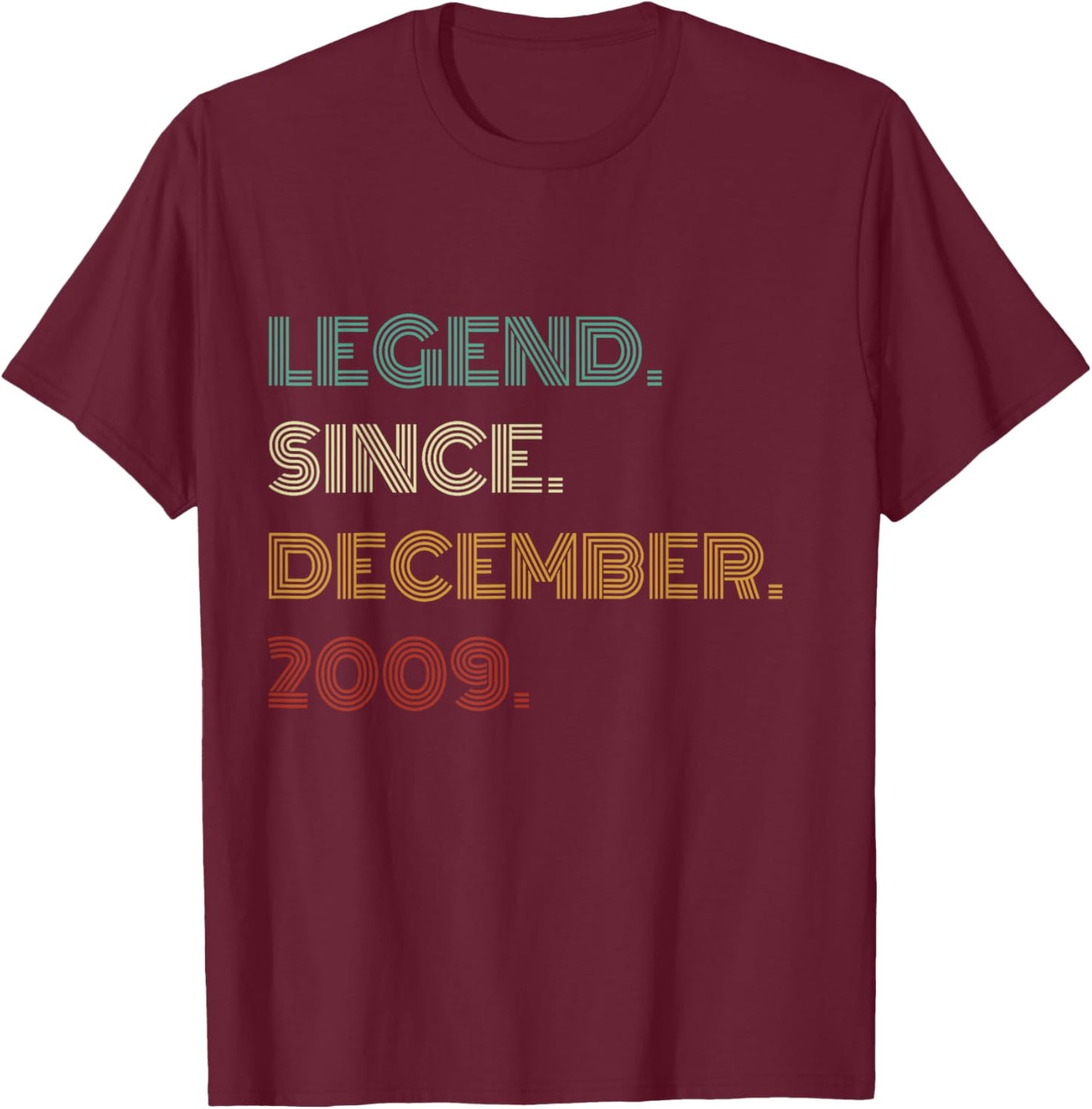 16 Years Old Legend Since December 2009 16th Birthday T-Shirt - T-Shirt | Maroon