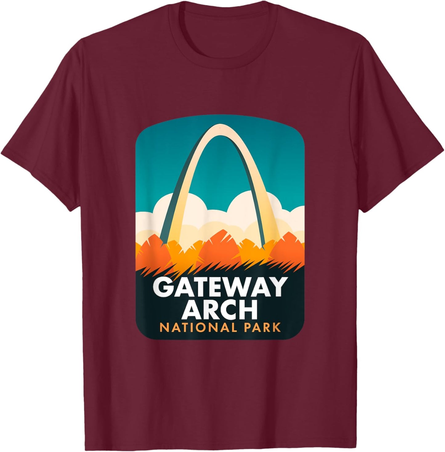 Gateway Arch National Park T-Shirt - T-Shirt | Maroon