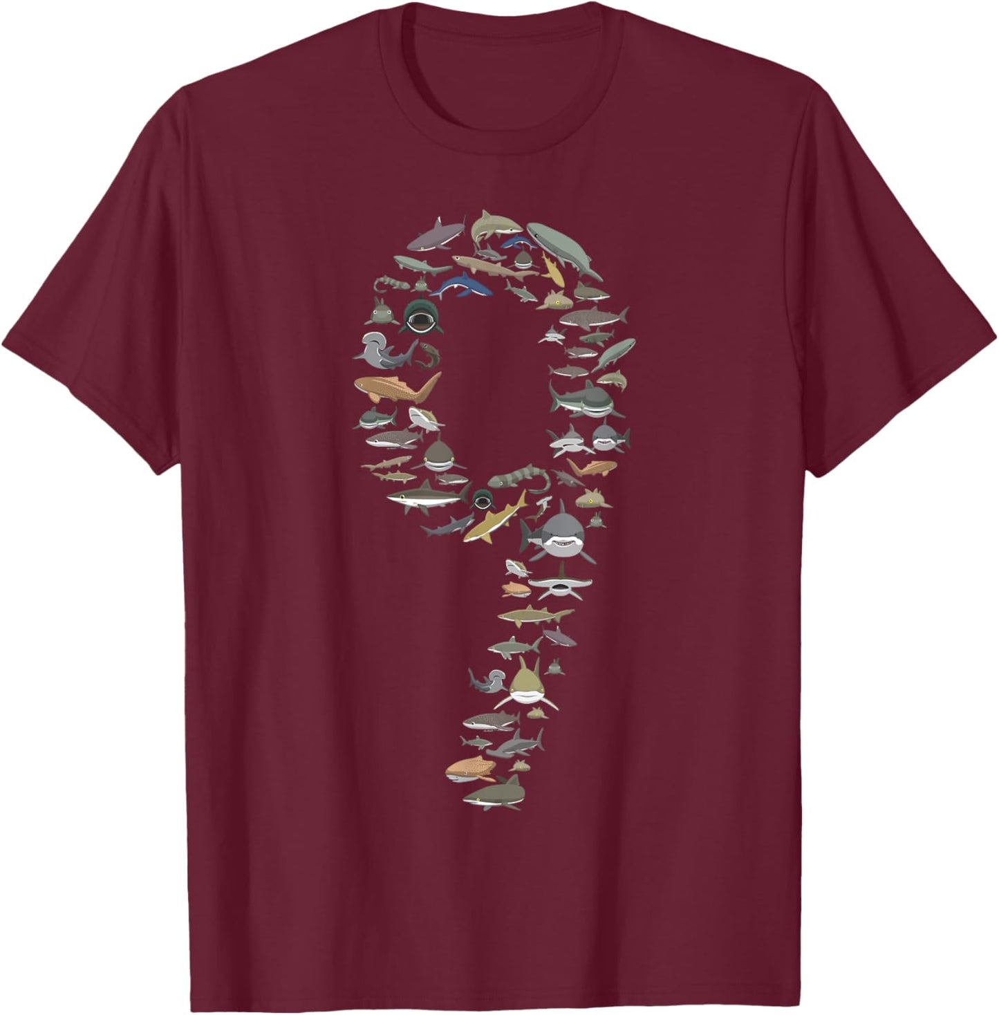 Shark Lover Type of Sharks Nine Years BDAY 9th Birthday T-Shirt - T-Shirt | Maroon