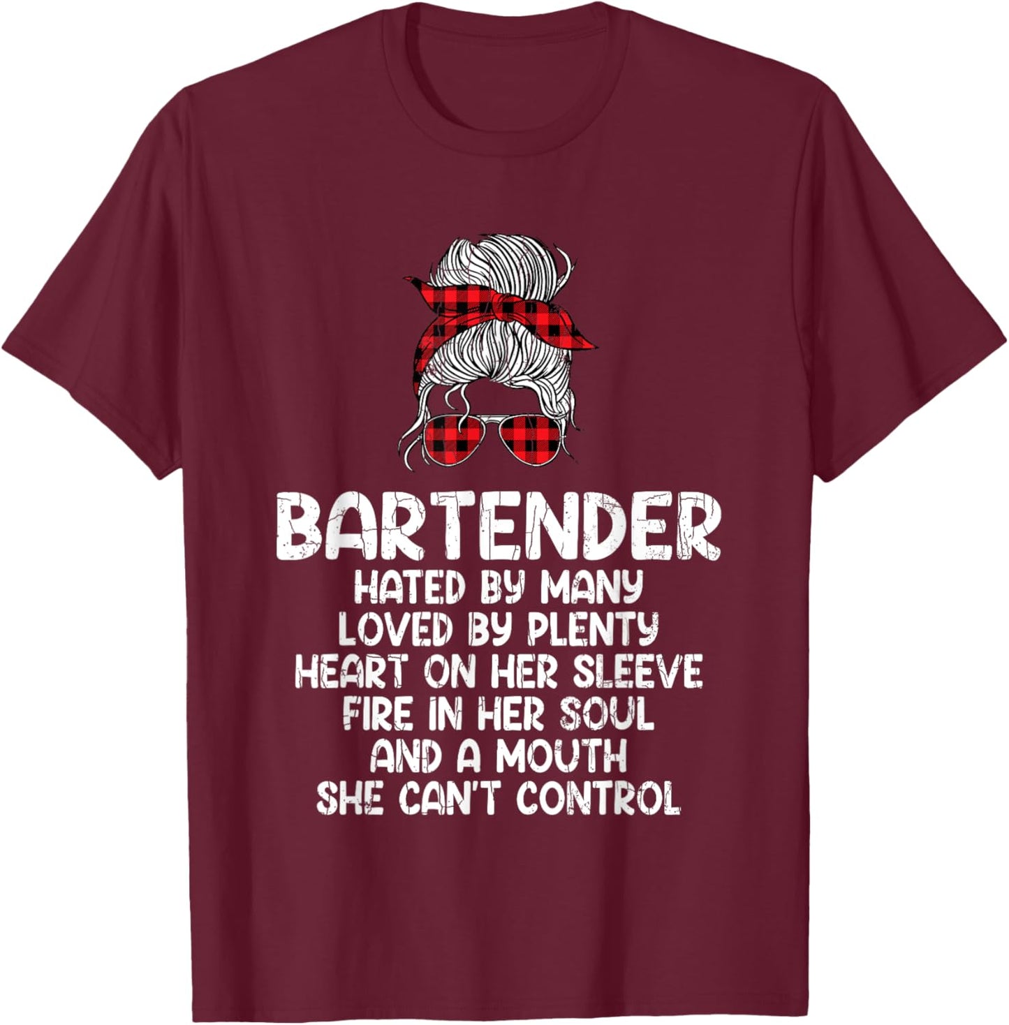 Bartender Hated Loved Funny Bartending Bar Drinks Graphic T-Shirt - T-Shirt | Maroon