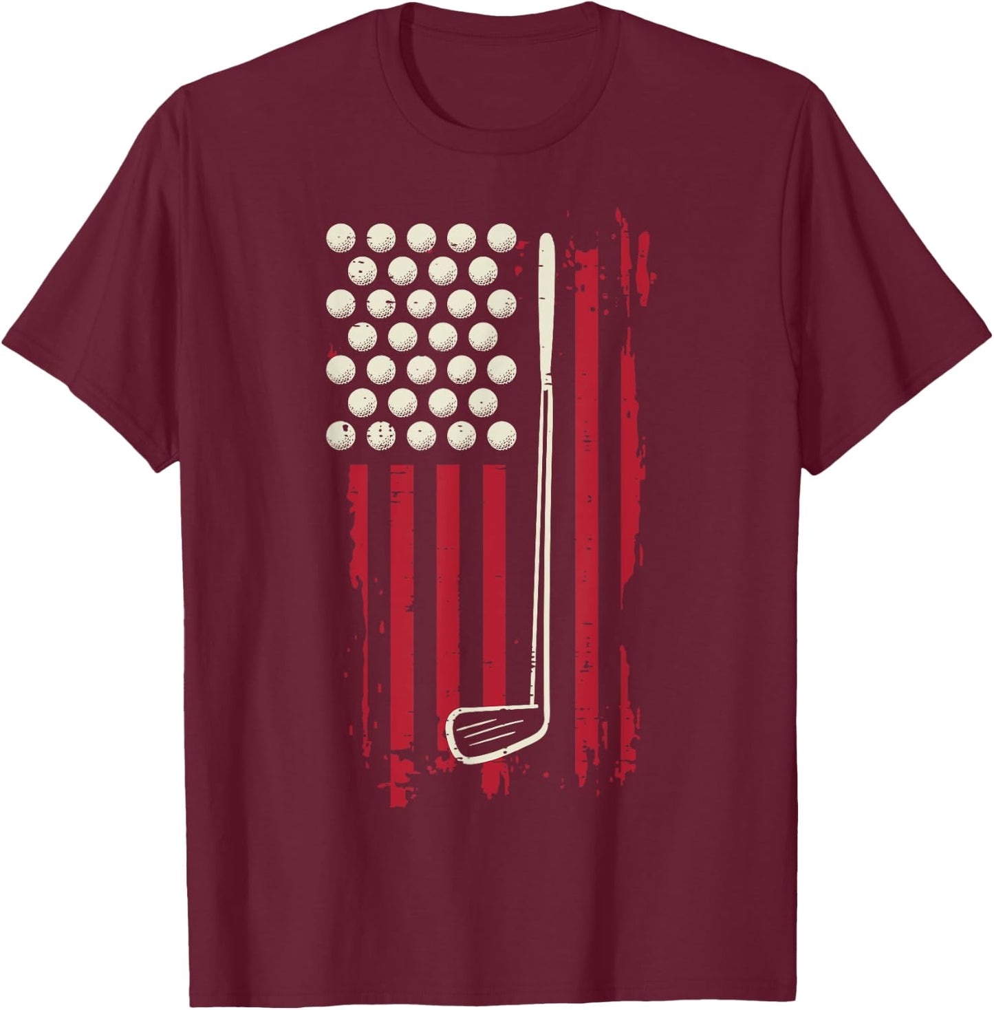 Golf American Flag USA Patriotic Men Women Kids T-Shirt - T-Shirt | Maroon