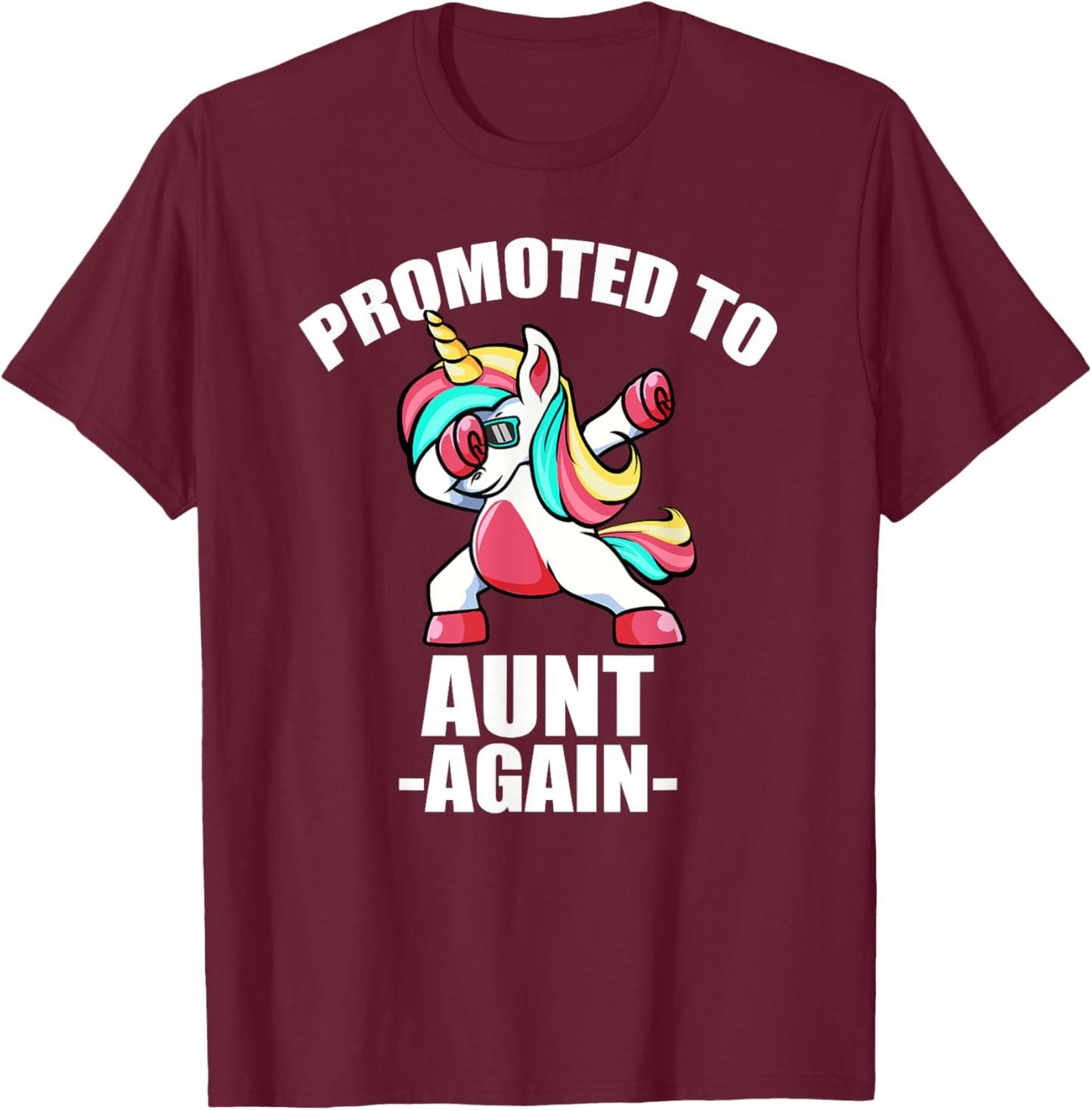 Promoted To Aunt Again EST 2022 Shirt, Unicorn Aunt Again T-Shirt - T-Shirt | Maroon