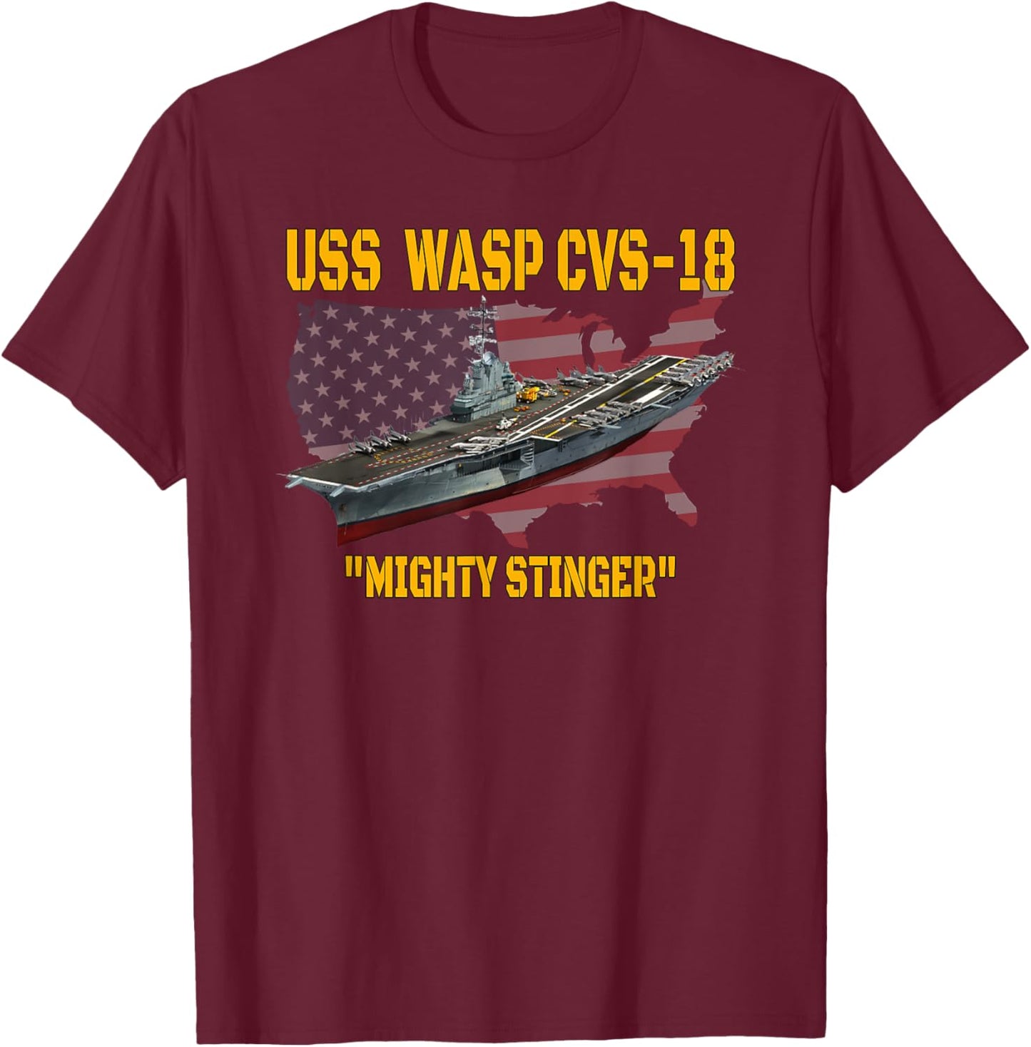 Aircraft Carrier USS Wasp CVS-18 Veterans Day Father's Day T-Shirt - T-Shirt | Maroon