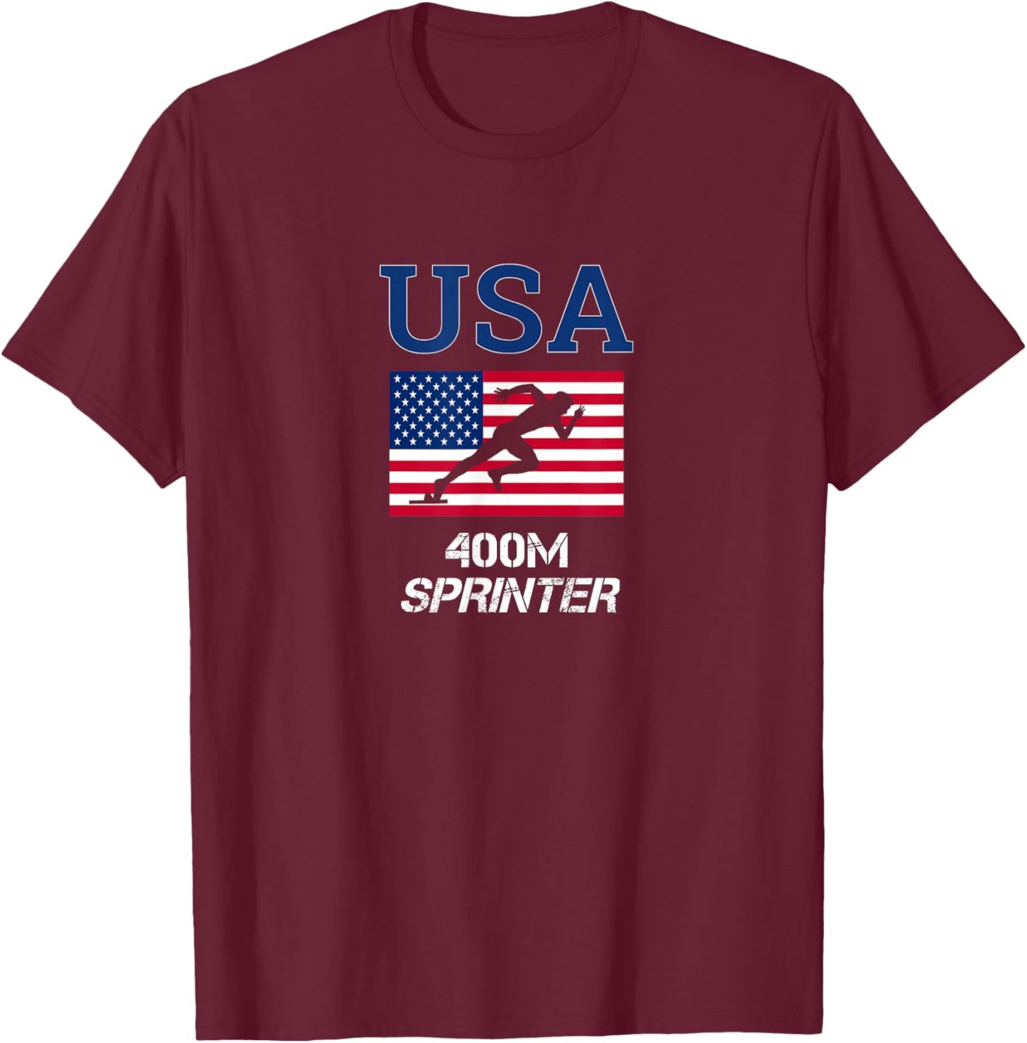 USA Team Sport Runner American Track and Field Sprinter 400m T-Shirt - T-Shirt | Maroon