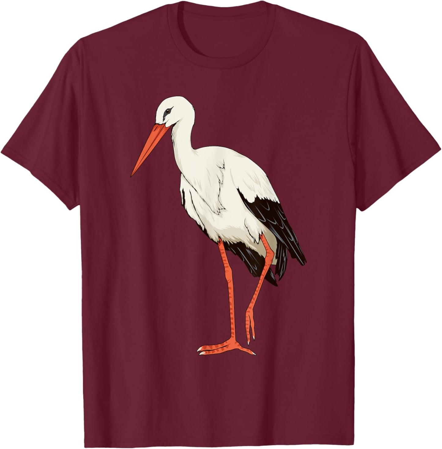 Stork Baby Art Design Illustration Bird Stork T-Shirt - T-Shirt | Maroon
