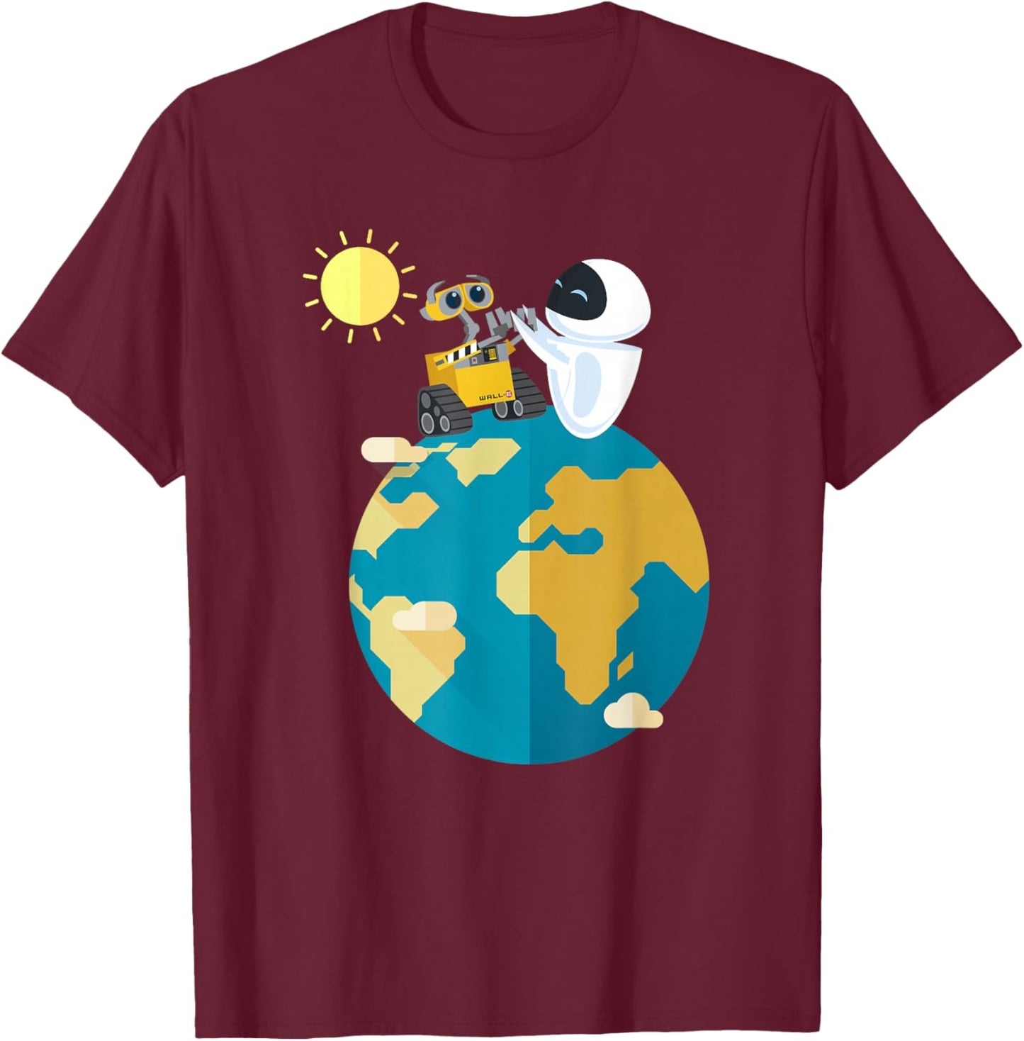 Disney Pixar Wall-E & EVE World Peace T-Shirt - T-Shirt | Maroon