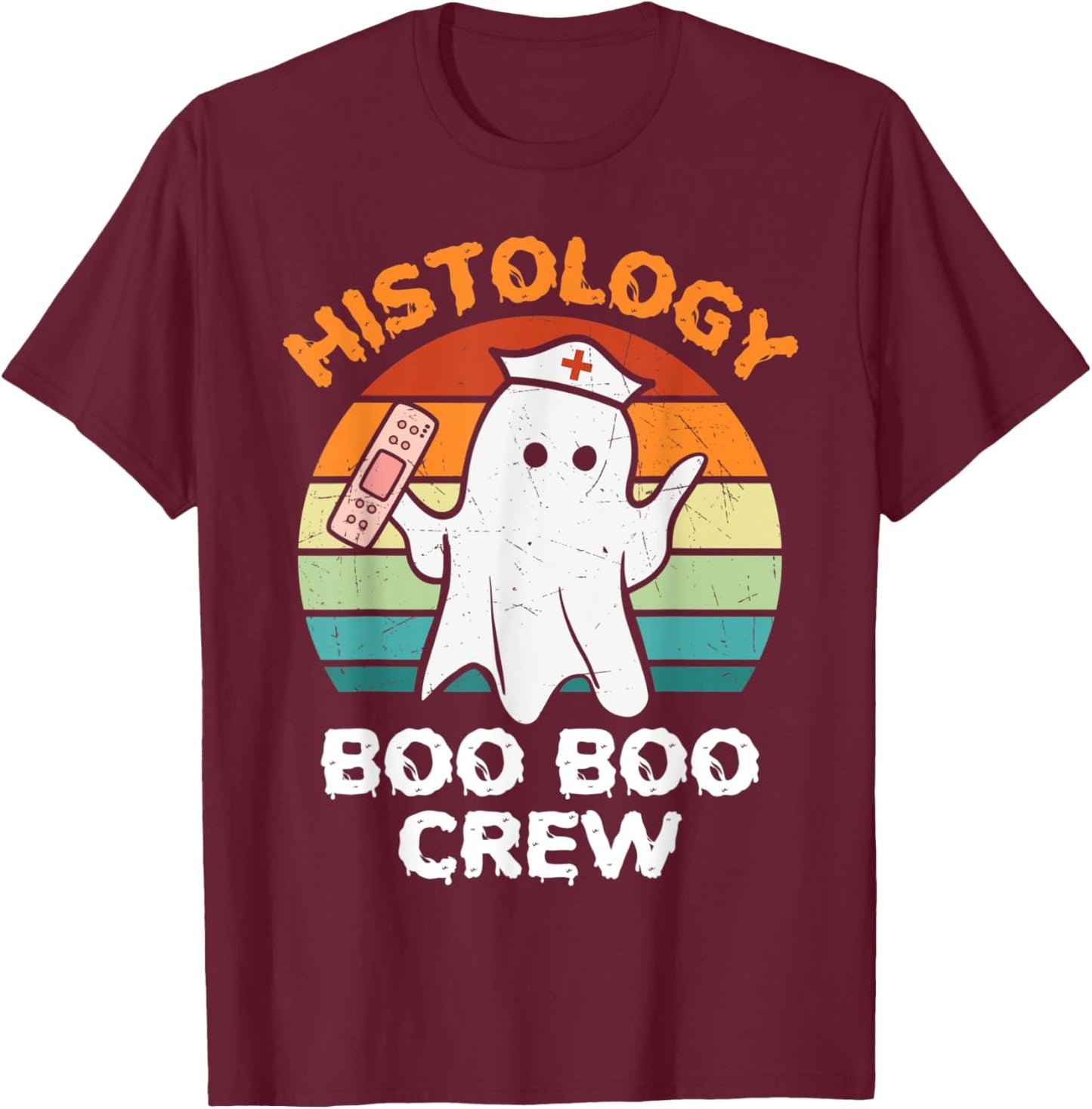 Histology Boo Crew Halloween Ghost Costume Matching T-Shirt - T-Shirt | Maroon