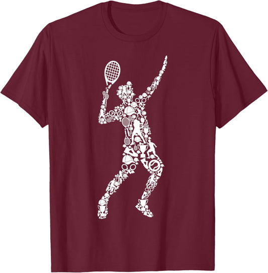 Tennis Player Tennis Men Children Boys T-Shirt - T-Shirt | Maroon