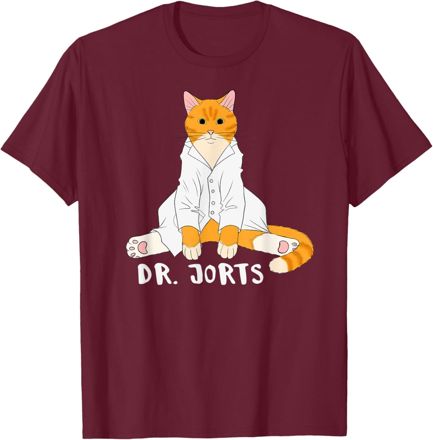 Dr. Jorts the Cat I like Jorts Funny Orange Tabby Cat Women Kids T-Shirt - T-Shirt | Maroon