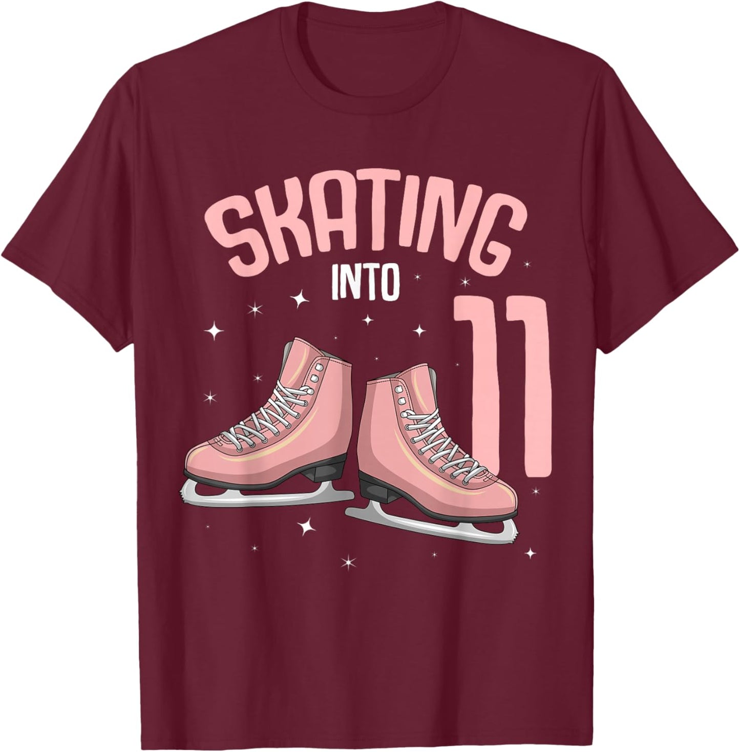 Ice Skating 11th Birthday Girl 11 Years T-Shirt - T-Shirt | Maroon