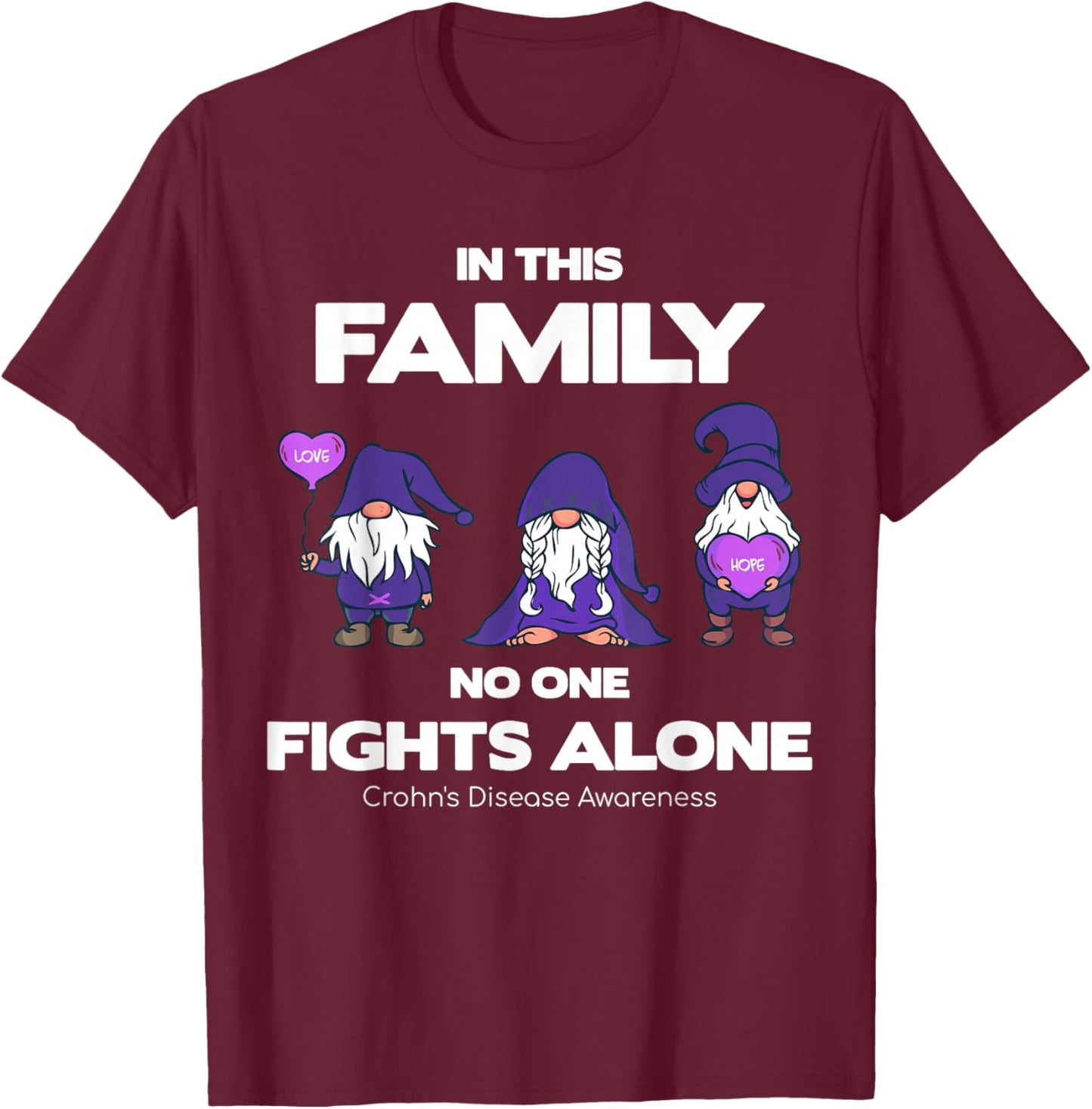 Crohn's Disease Awareness - Purple Warrior Fight Support T-Shirt - T-Shirt | Maroon
