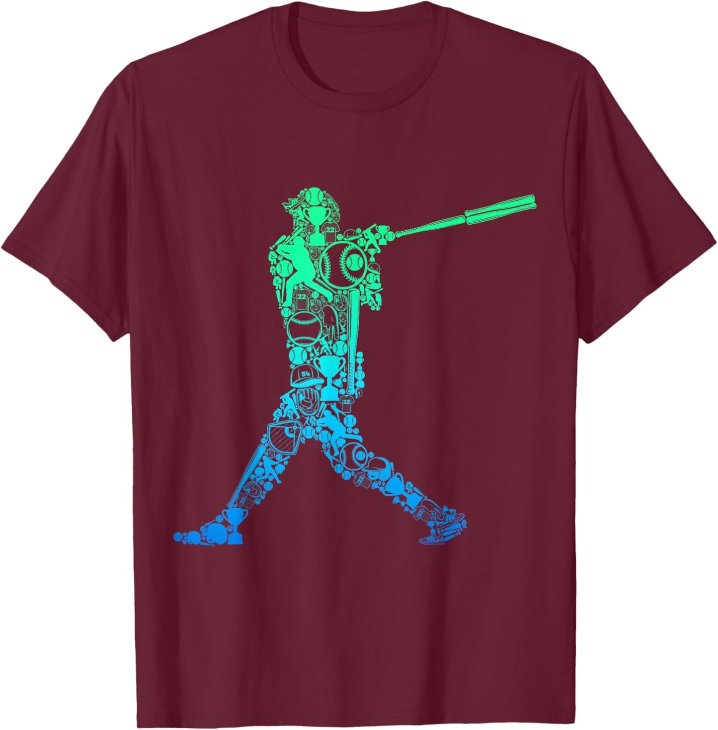 Baseball Player Batter Youth Men Boys Kids T-Shirt - T-Shirt | Maroon
