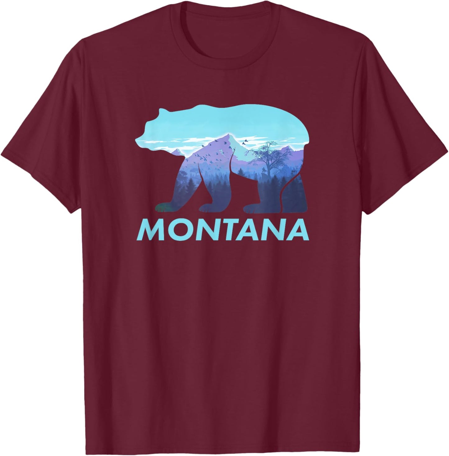 Montana Retro Vintage Outdoors Mountain Graphic Design T-Shirt - T-Shirt | Maroon