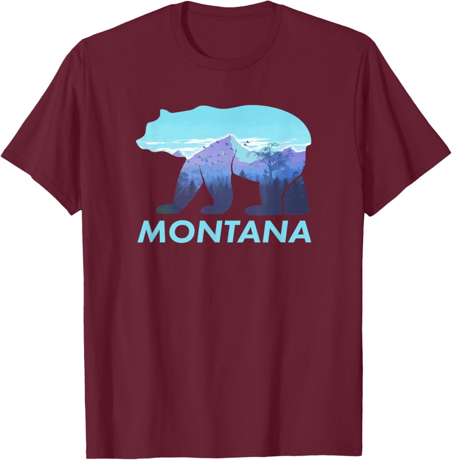 Montana Retro Vintage Outdoors Mountain Graphic Design T-Shirt - T-Shirt | Maroon