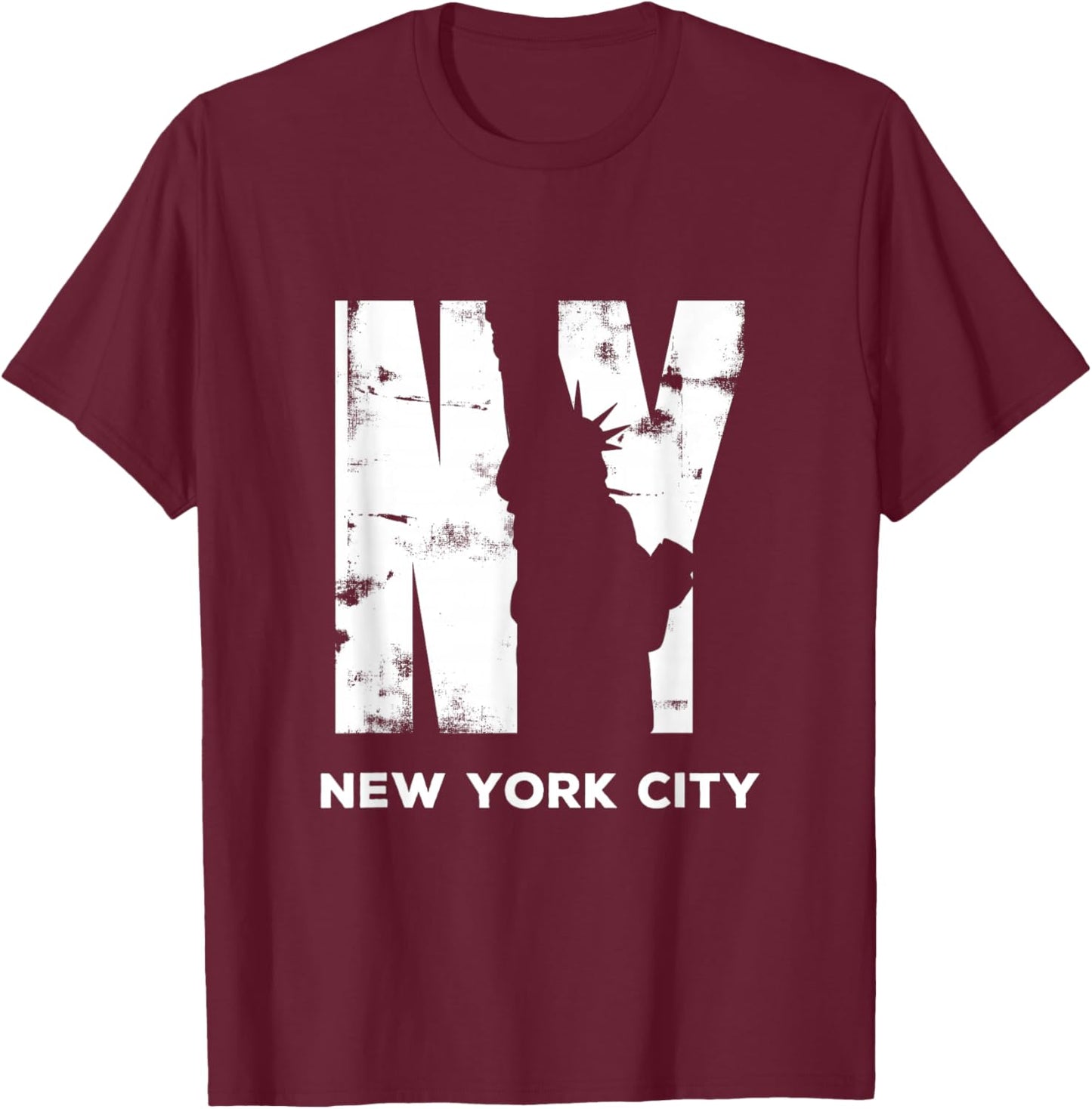 Vintage New York City NYC Statue of Liberty T-Shirt - T-Shirt | Maroon