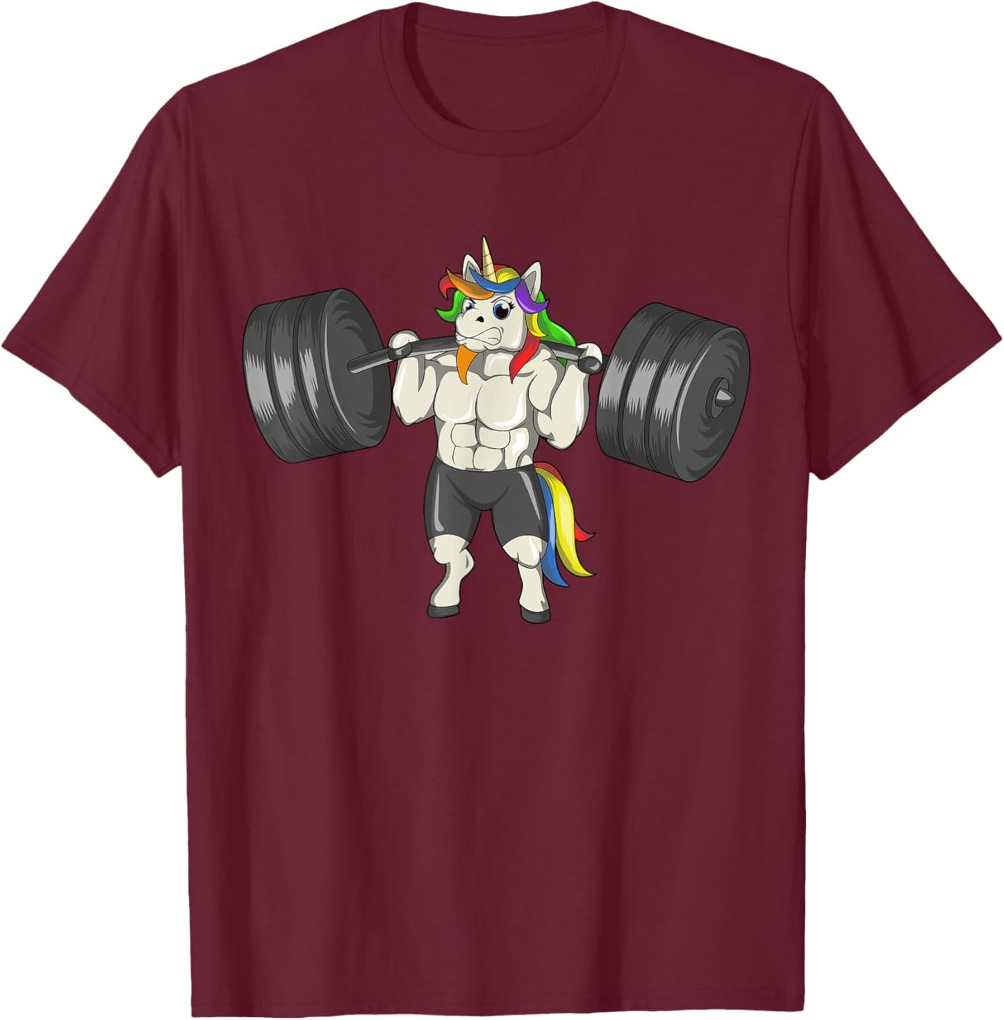 Unicorn Weightlifting Deadlift Funny Workout Fitness Gym T-Shirt - T-Shirt | Maroon