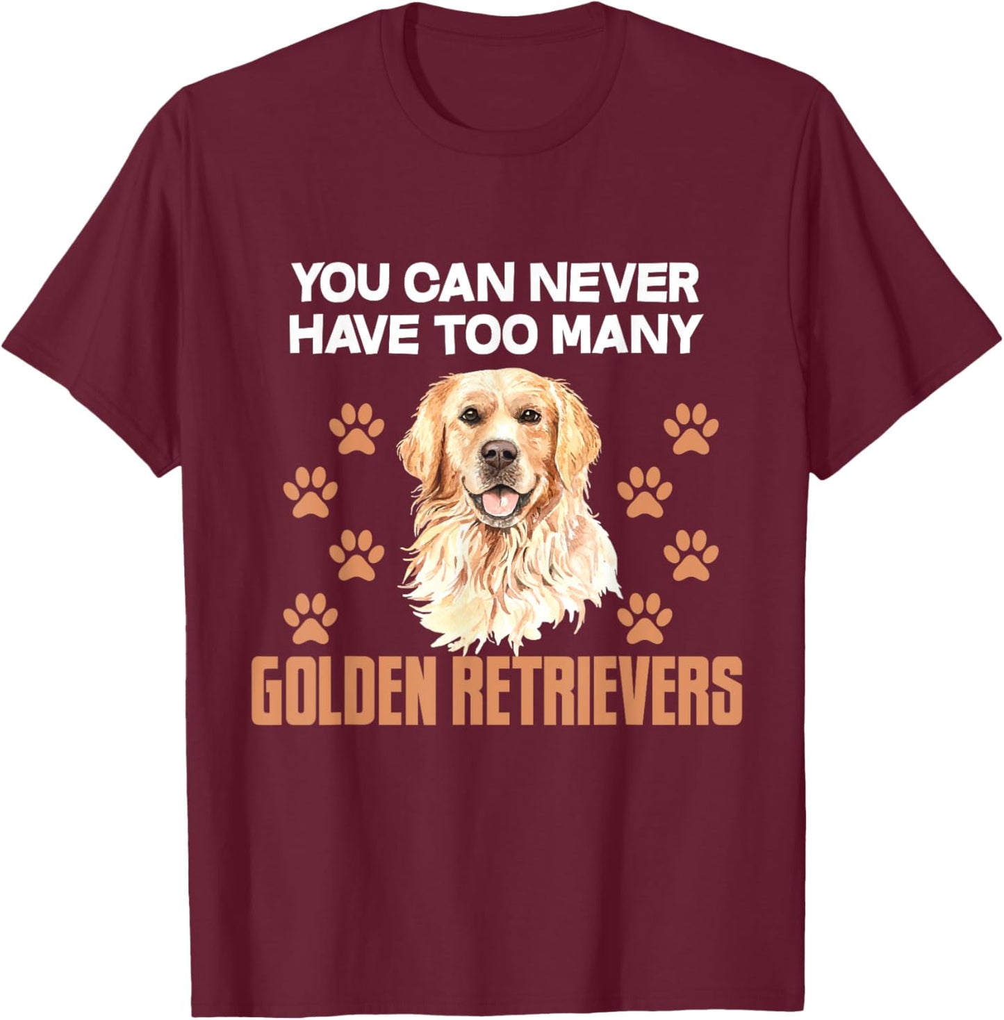Funny Golden Retriever Dog Head Men Women Girls Kids T-Shirt - T-Shirt | Maroon