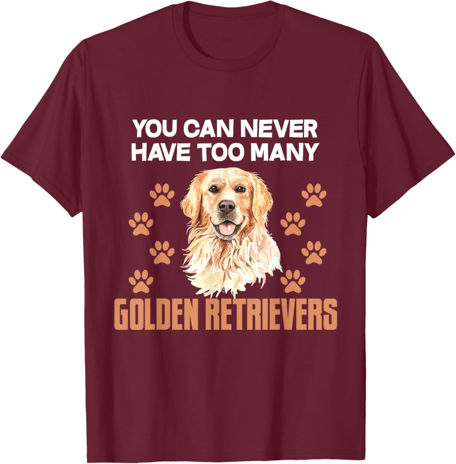Funny Golden Retriever Dog Head Men Women Girls Kids T-Shirt - T-Shirt | Maroon
