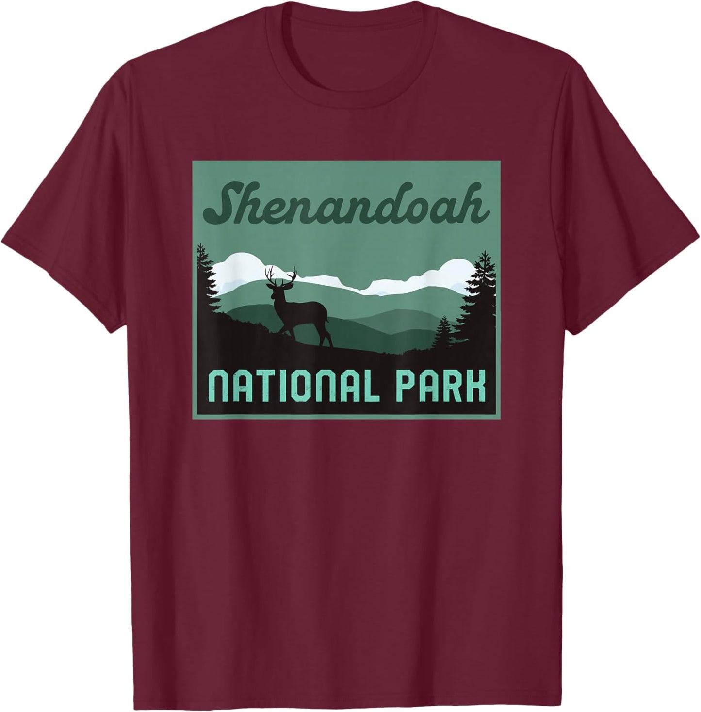 Shenandoah National Park Virginia Vacation Retro Graphic T-Shirt - T-Shirt | Maroon