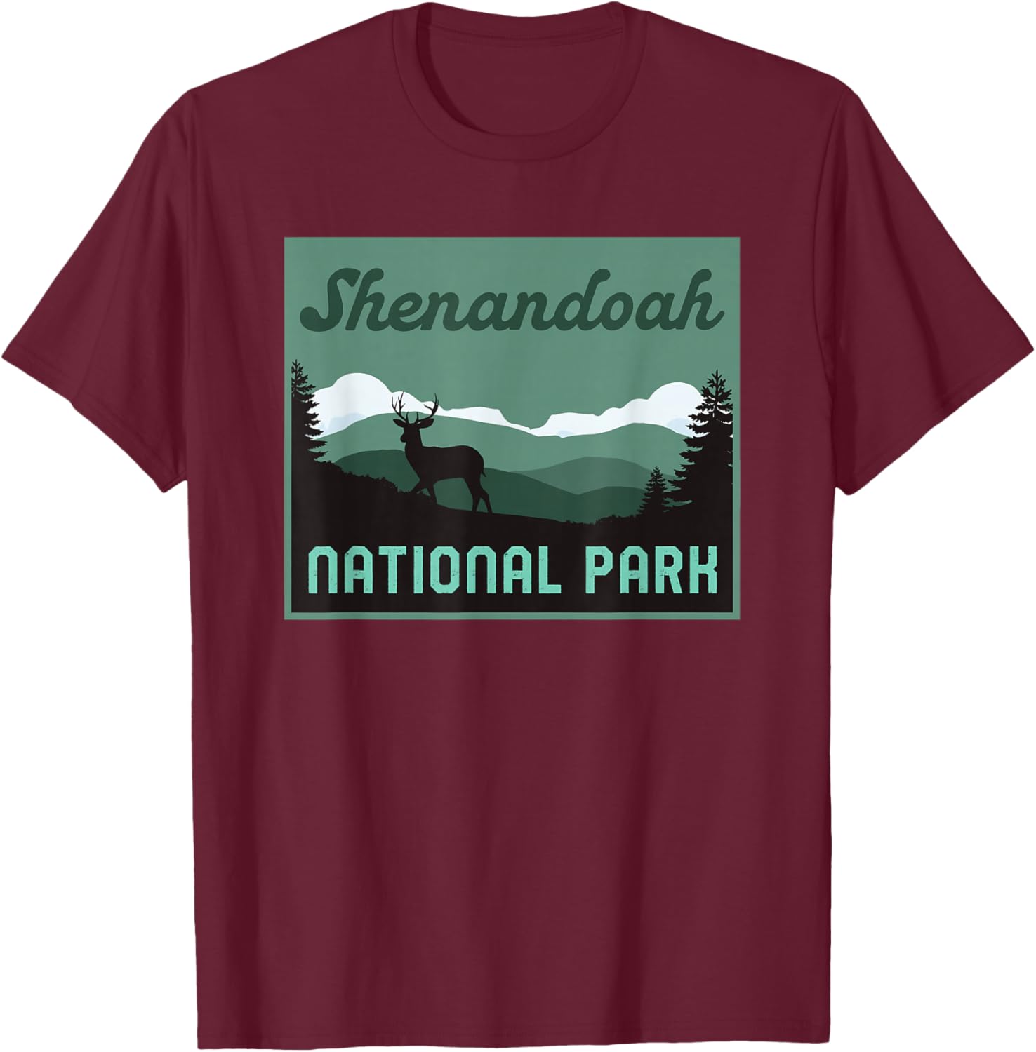 Shenandoah National Park Virginia Vacation Retro Graphic T-Shirt - T-Shirt | Maroon