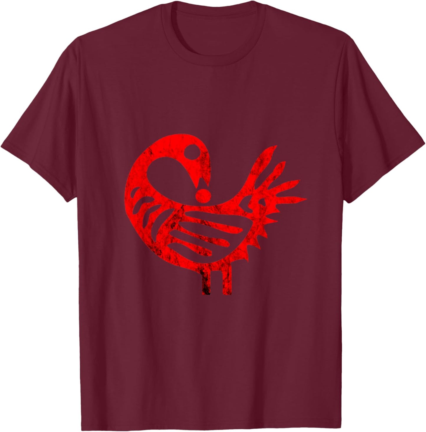 Sankofa Afrocentric Adinkra Red African Symbol Bird T-Shirt - T-Shirt | Maroon