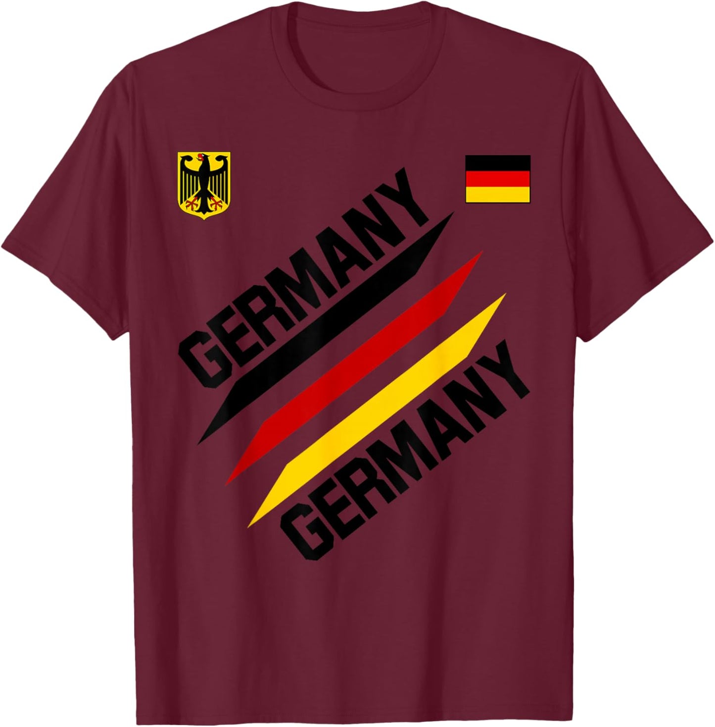 German Football Jersey Soccer Ball Travel Retro Deutschland T-Shirt - T-Shirt | Maroon