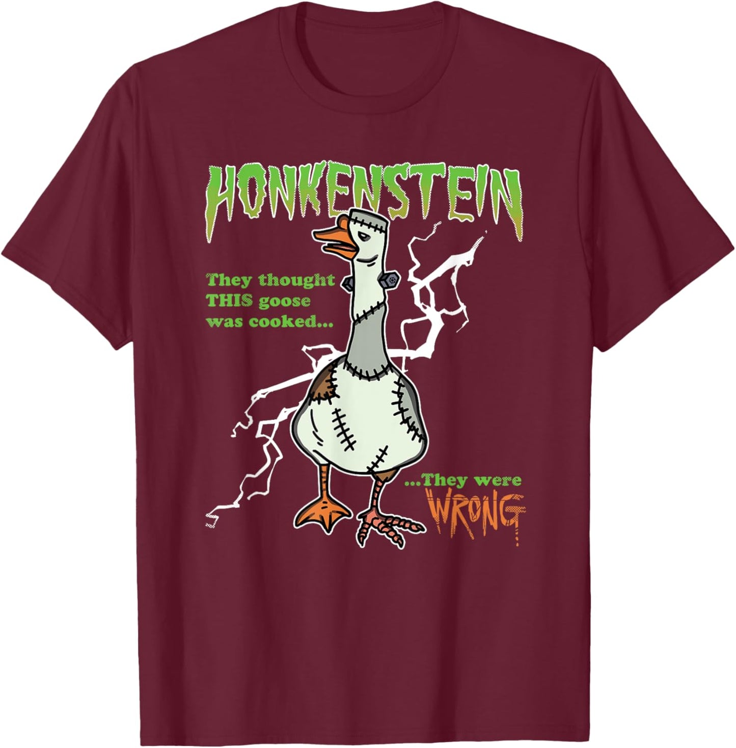 Honkenstein Funny Halloween Goose Meme Honkus Ponkus Parody T-Shirt - T-Shirt | Maroon