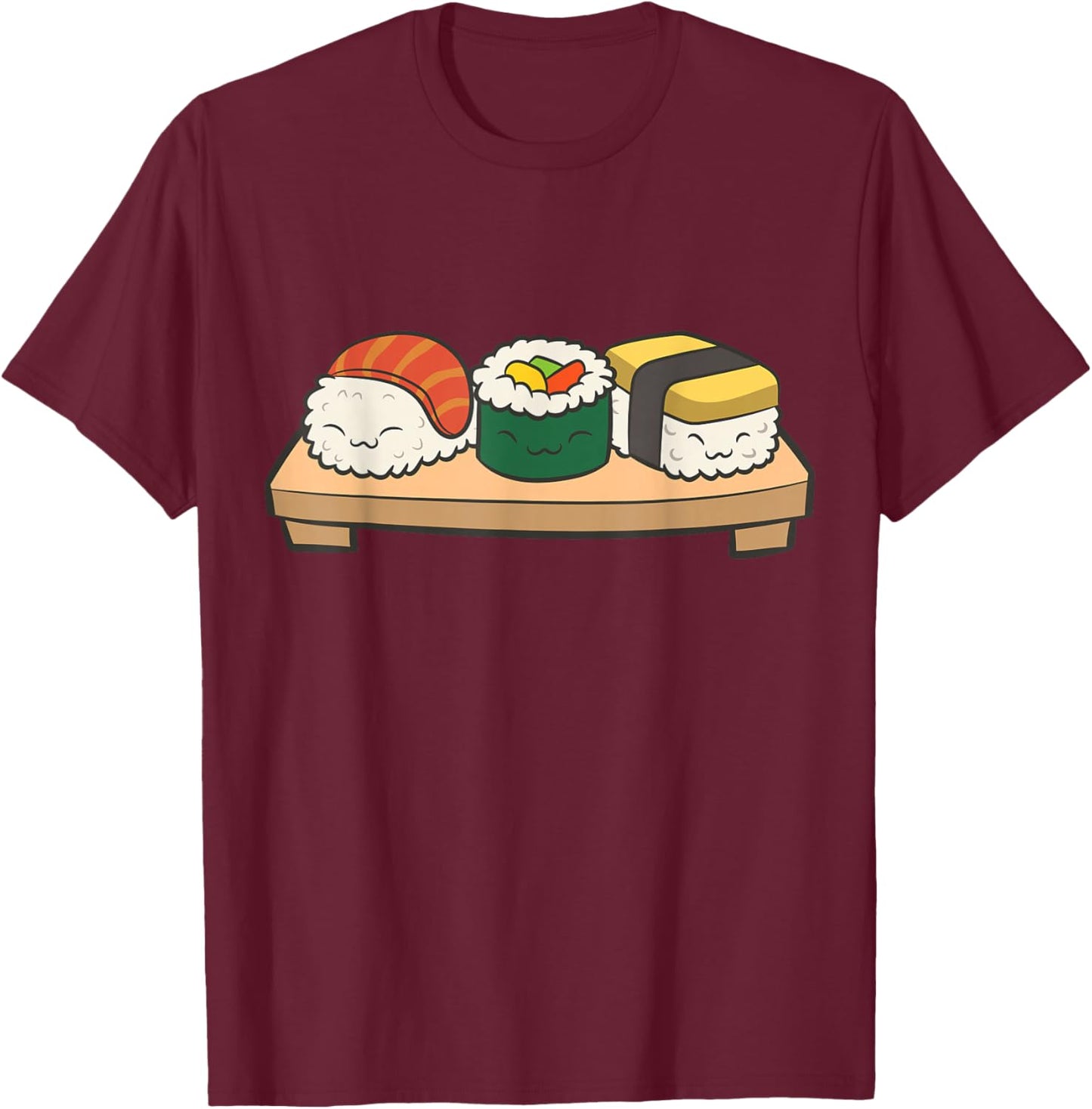 Kawaii Sushi Anime Japanese Food Love Sushi T-Shirt - T-Shirt | Maroon