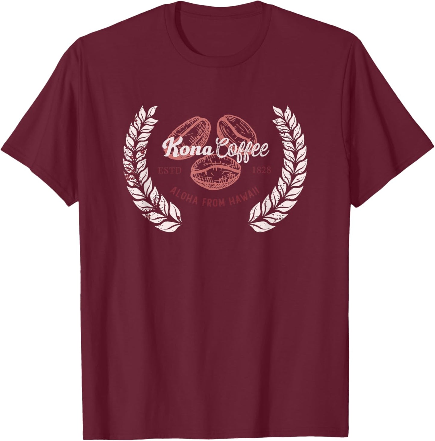 Kona Coffee Hawaii Designed by Hulave Hawaii T-Shirt - T-Shirt | Maroon