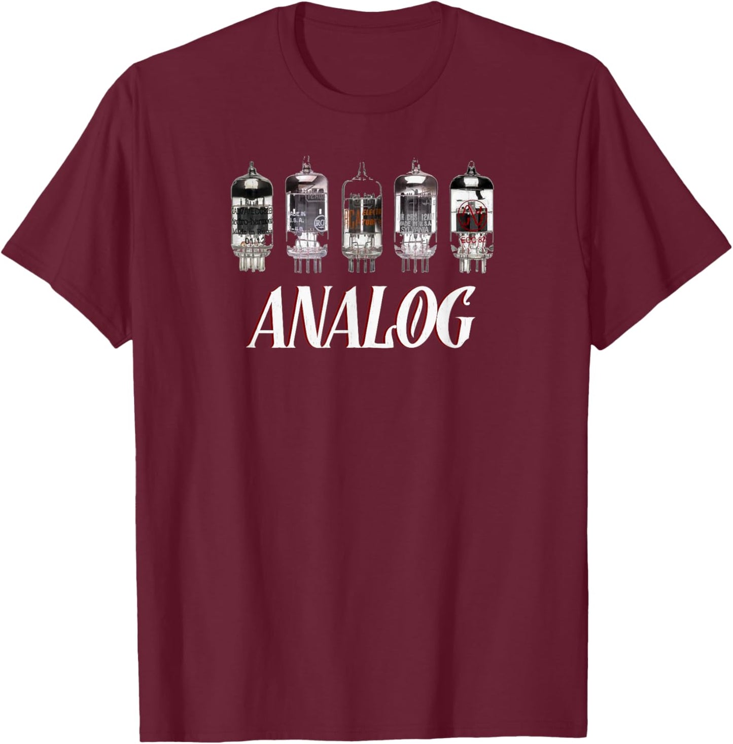 Analog Vacuum Tubes Retro Aesthetic Audio Design T-Shirt - T-Shirt | Maroon