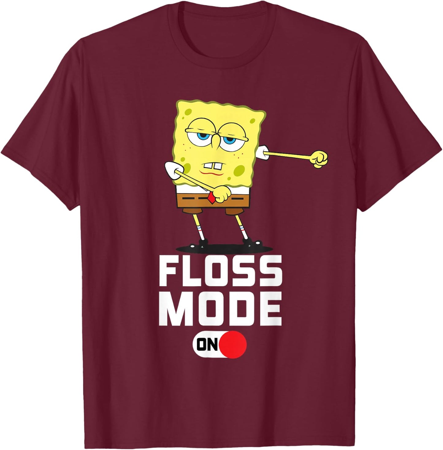 SpongeBob SquarePants Floss Mode On Dancing SpongeBob T-Shirt - T-Shirt | Maroon
