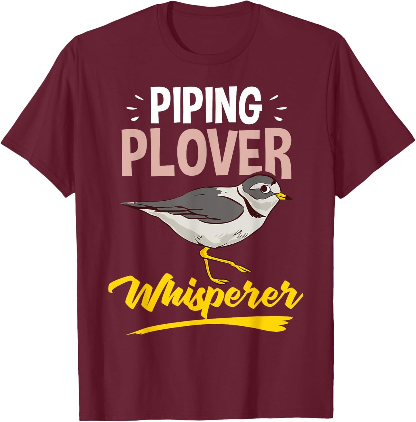 Piping Plover Bird Funny Cute Animal Watching T-Shirt - T-Shirt | Maroon