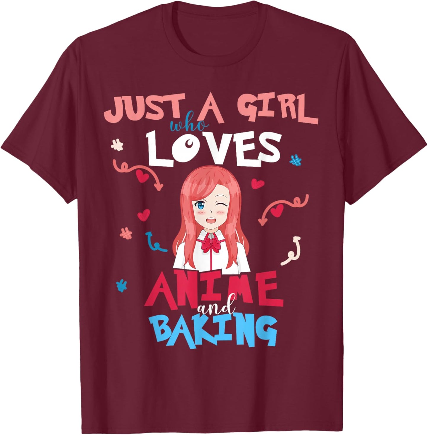 Anime Women Teen Girl Who Loves Baking T-Shirt - T-Shirt | Maroon
