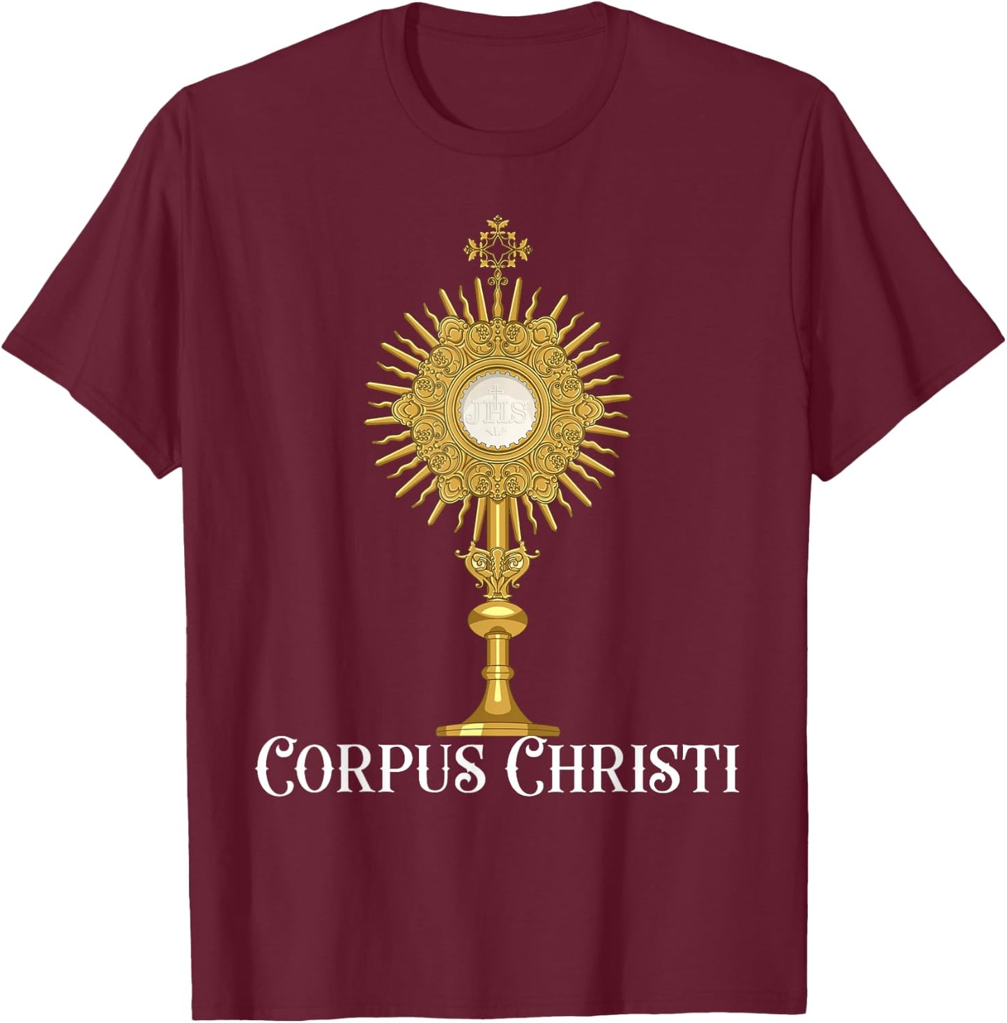 Eucharistic Adoration Traditional Latin Mass Catholic T-Shirt - T-Shirt | Maroon