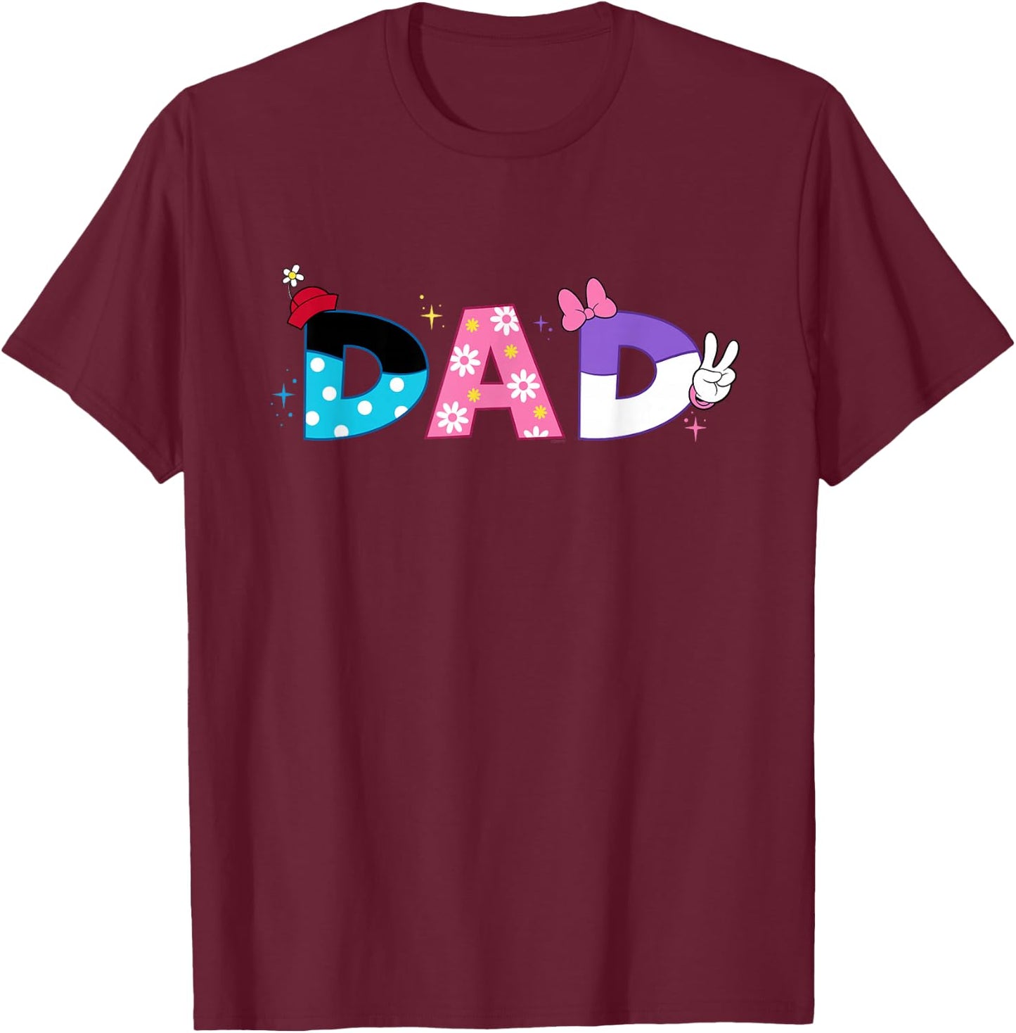 Disney Minnie Mouse and Daisy Duck Dad Father's Day Birthday T-Shirt - T-Shirt | Maroon