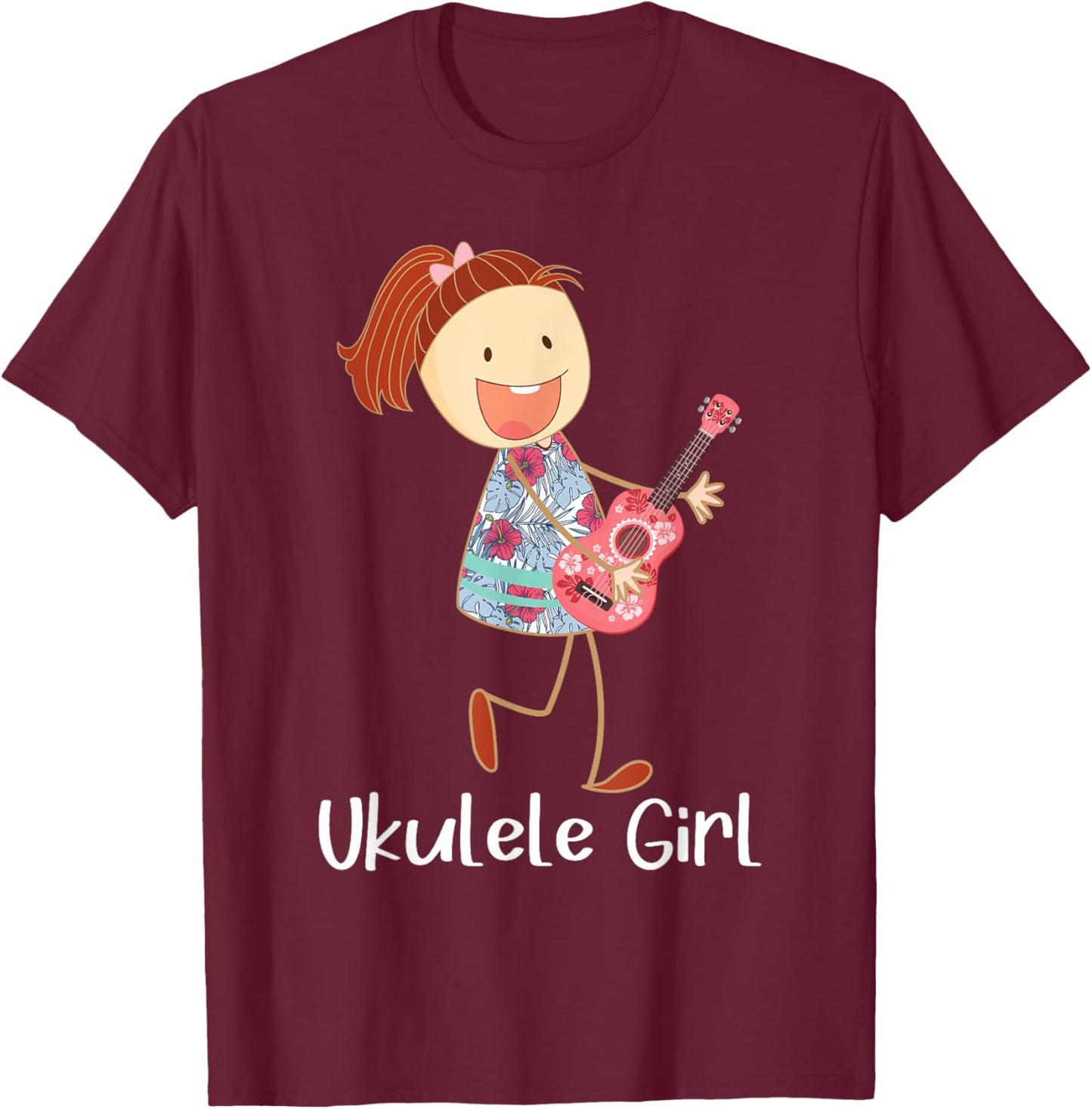 Ukulele Girl - Ukulelist Guitarist Music Lover T-Shirt - T-Shirt | Maroon
