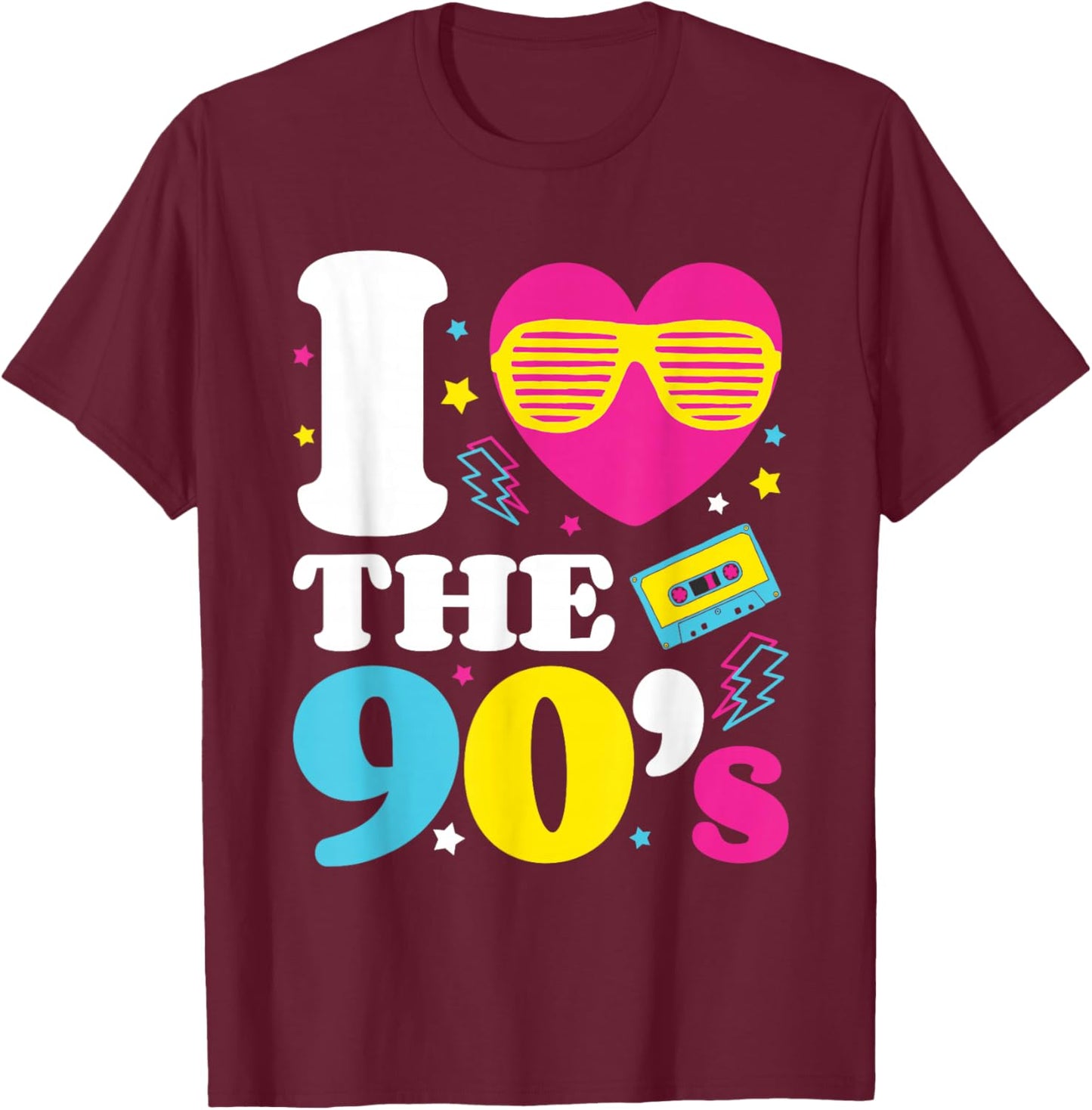 1990's 90s I Heart The Nineties T-Shirt - T-Shirt | Maroon