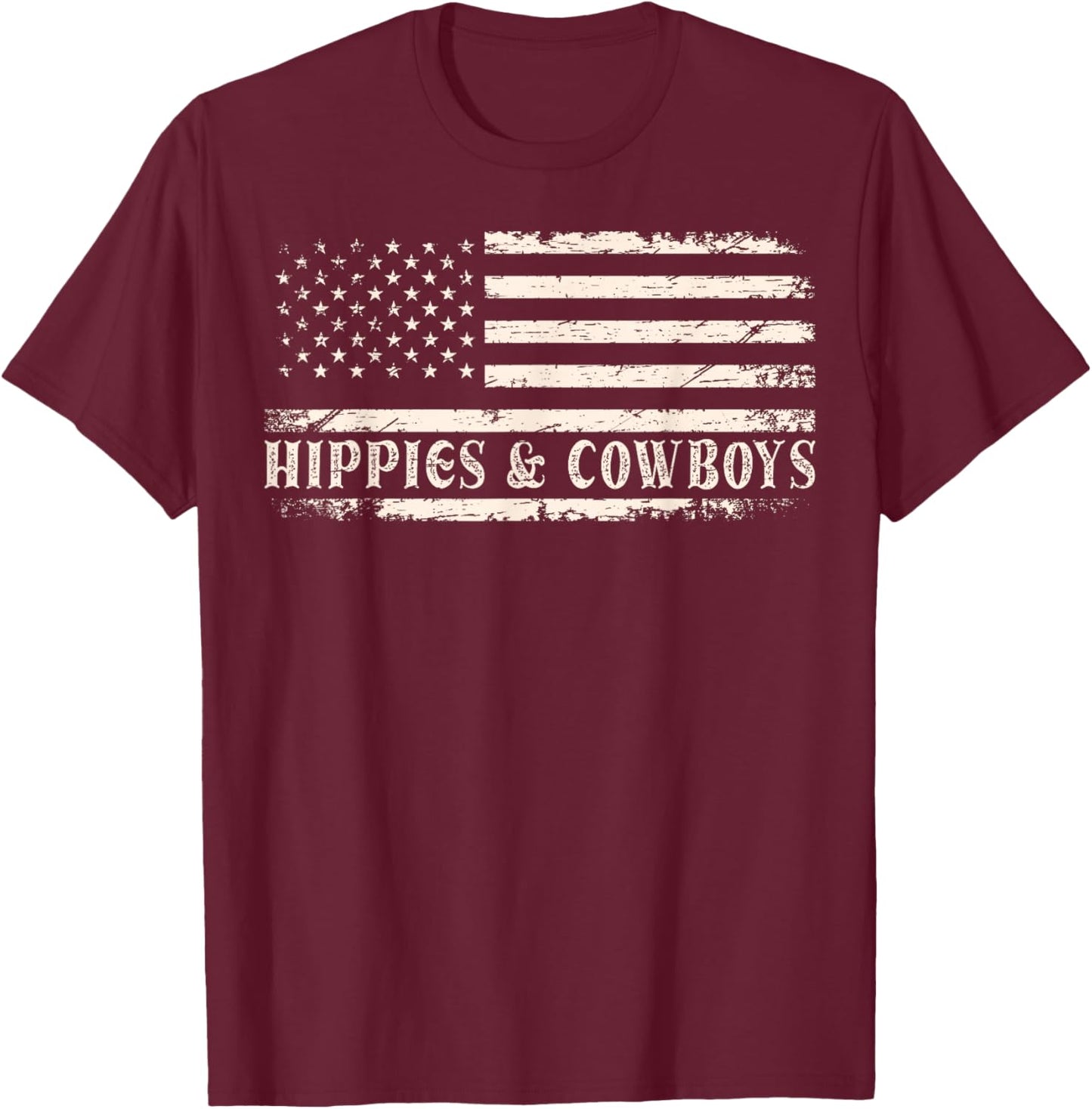 Raisin Hell with The Hippies and Cowboys Country T-Shirt - T-Shirt | Maroon
