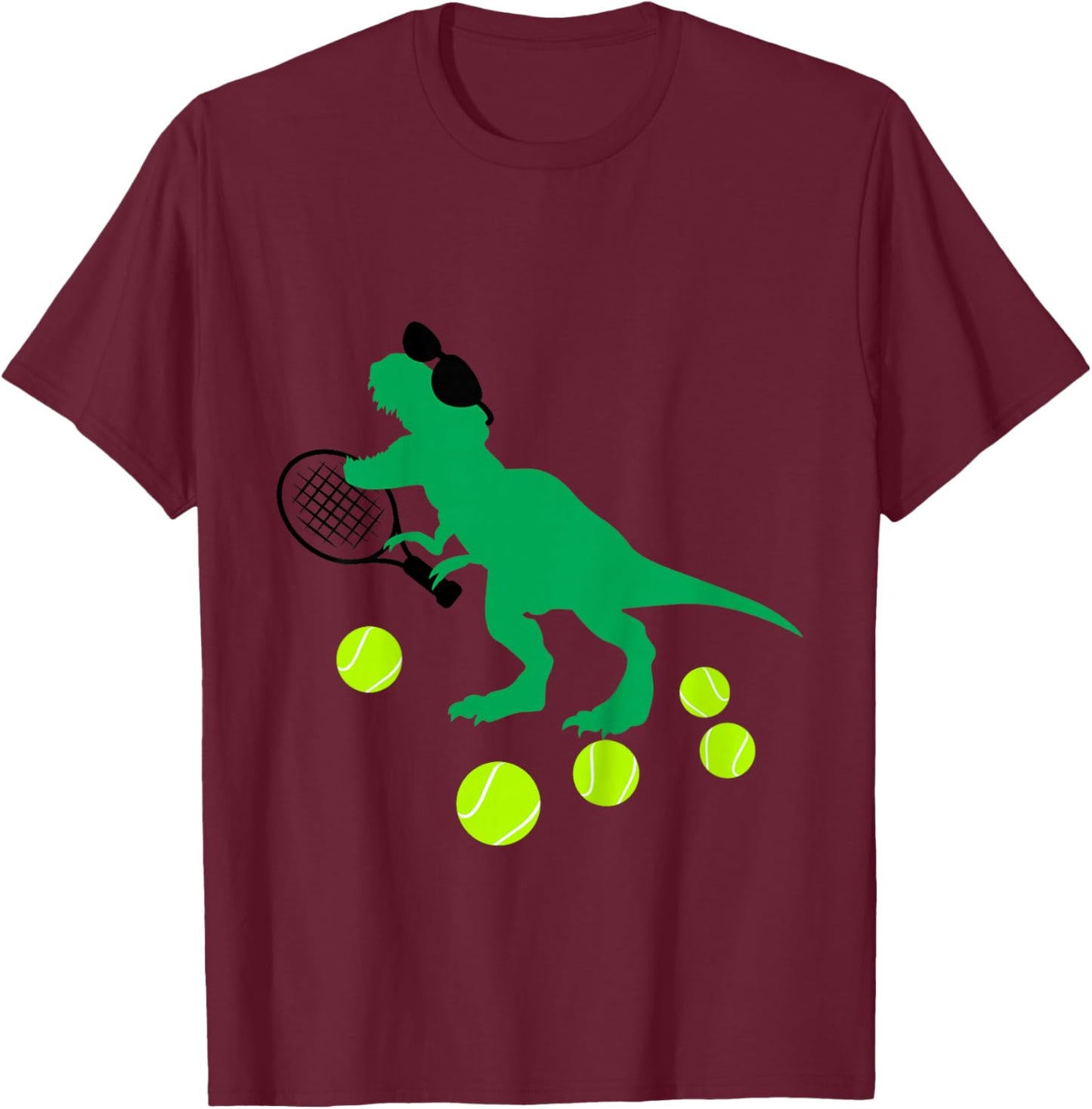 Boys Tennis Dinosaur for Toddler and Baby Dino Lover T-Shirt - T-Shirt | Maroon