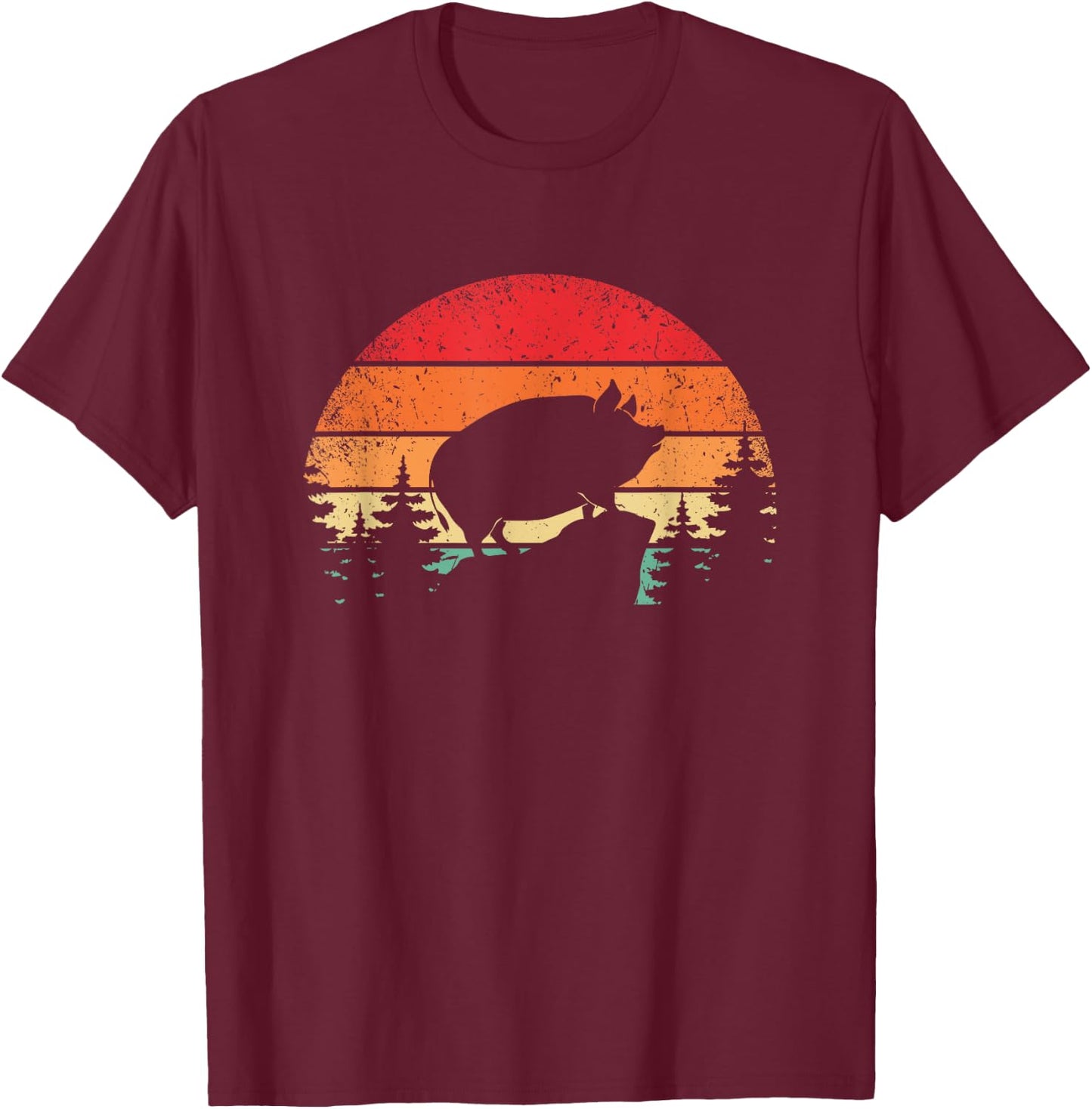 Retro pig pot belly pig T-Shirt - T-Shirt | Maroon