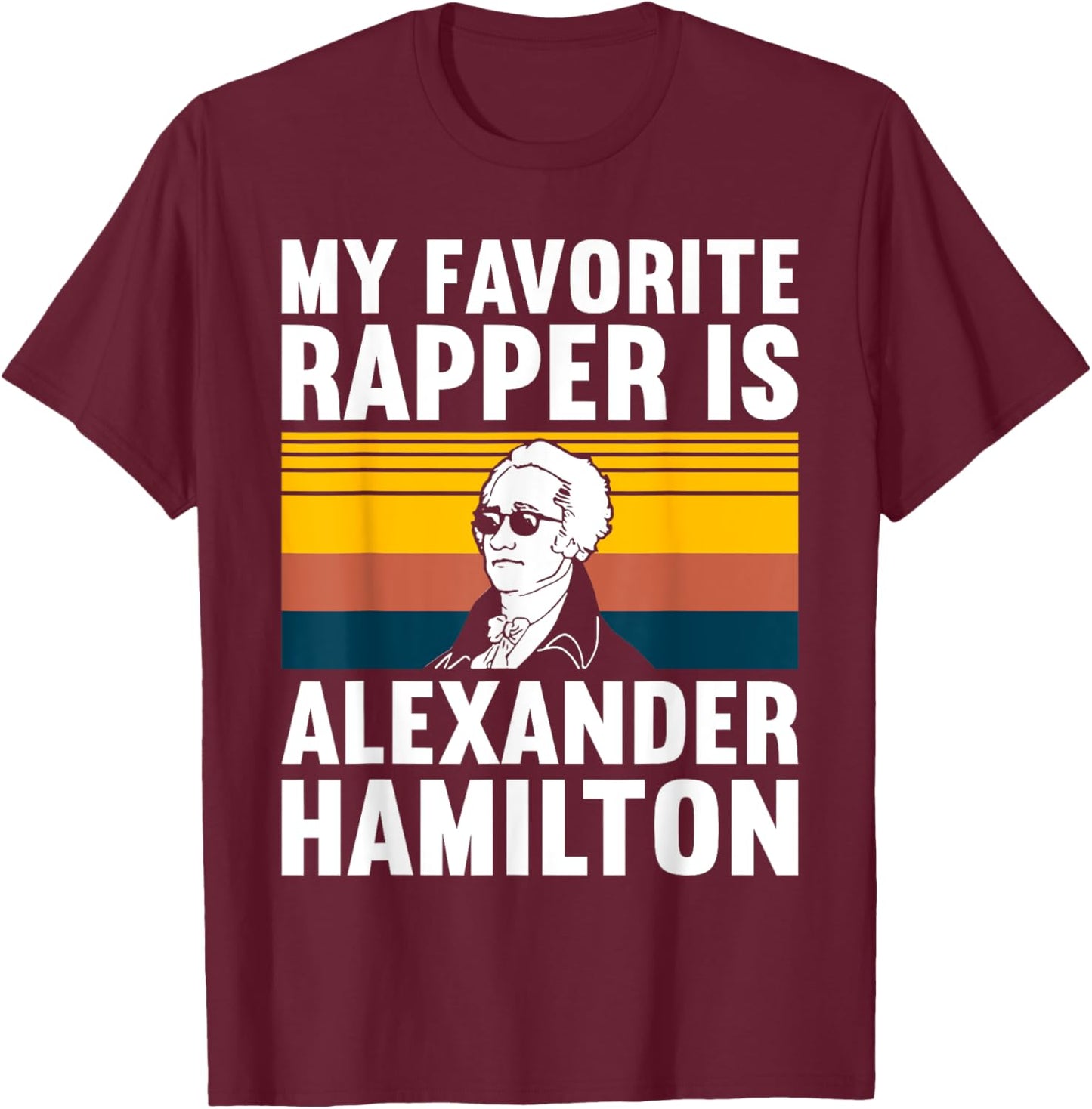 Must Love History Men's Retro Hamilton , Black, Small T-Shirt - T-Shirt | Maroon