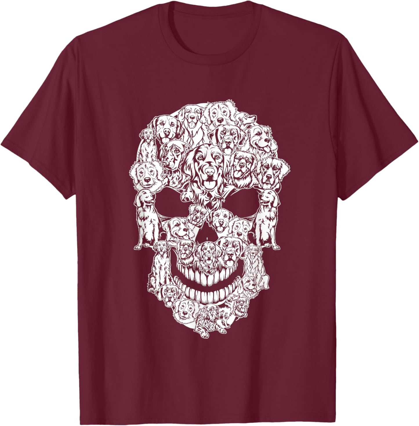 Matching Family Golden Retriever Dog Skull Costume Halloween T-Shirt - T-Shirt | Maroon