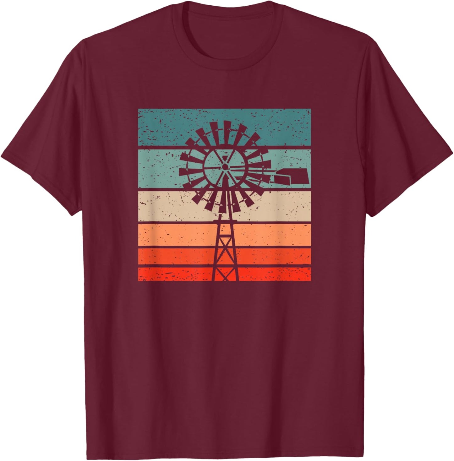 Windmill Retro Style Vintage T-Shirt - T-Shirt | Maroon