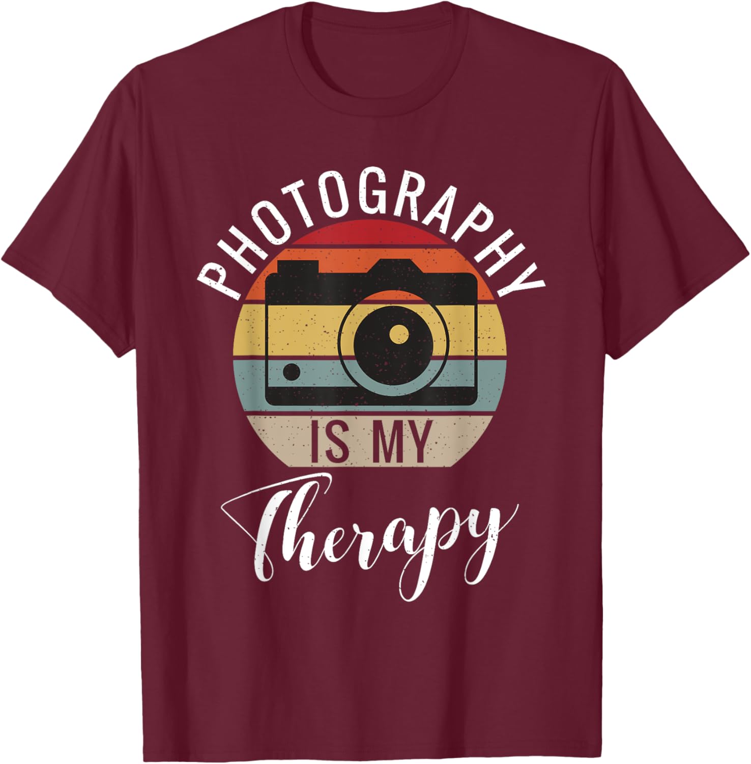 Photography is my Therapy Photo Camera Photography T-Shirt - T-Shirt | Maroon