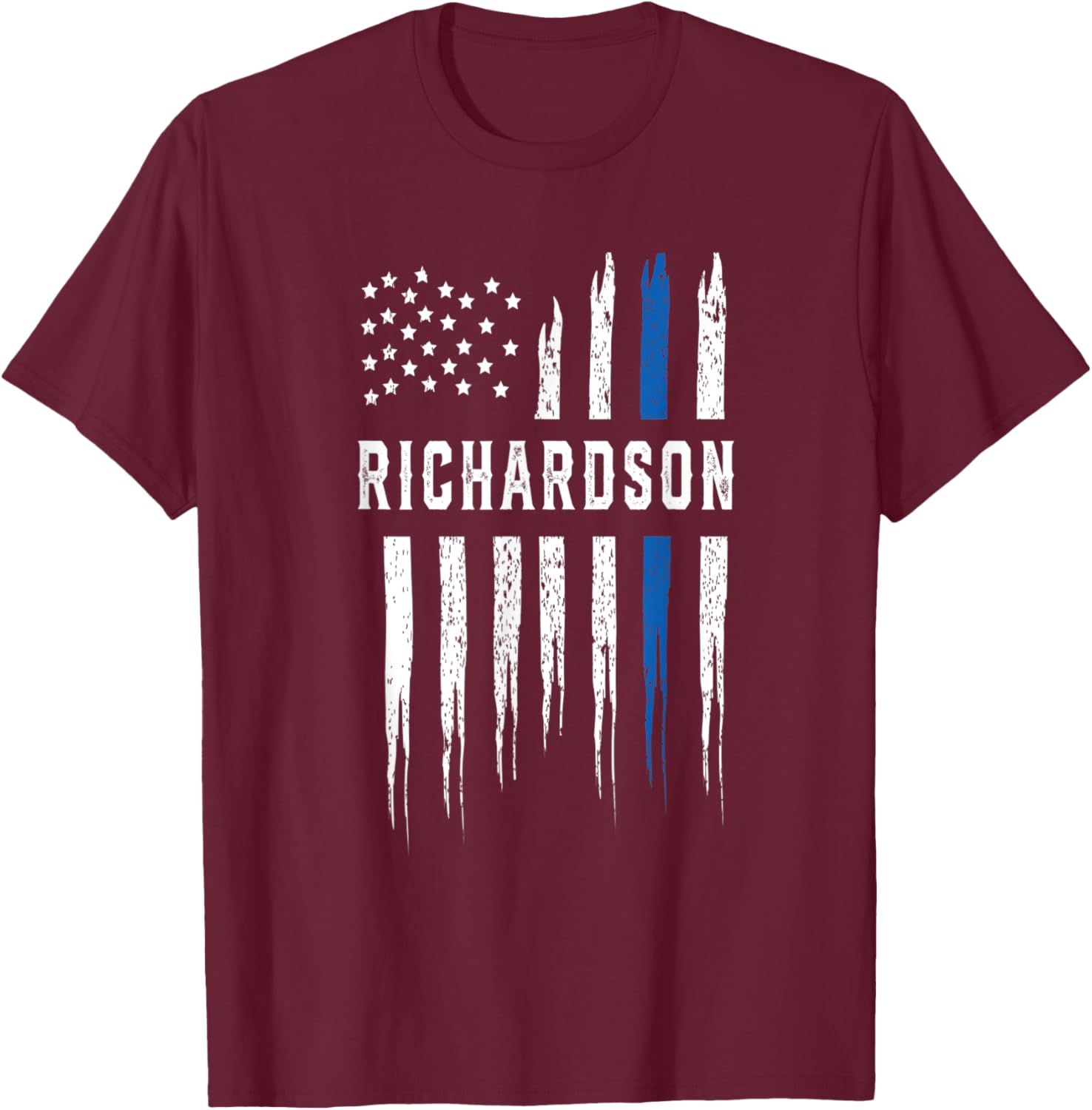 Thin Blue Line Heart Richardson Police Officer Texas Cops T-Shirt - T-Shirt | Maroon