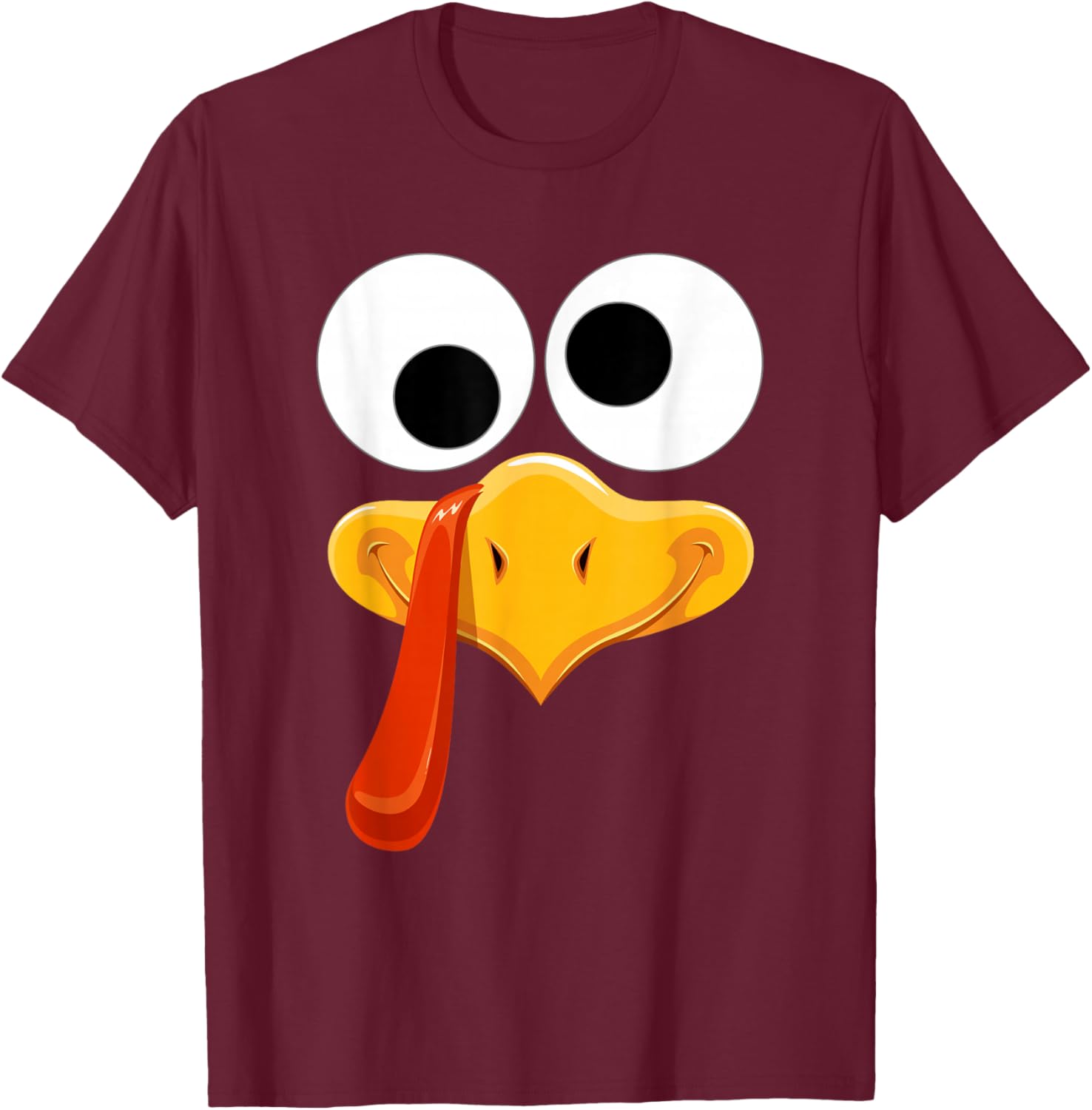 Turkey Face Thanksgiving Costume Family Outfits Matching Fun T-Shirt - T-Shirt | Maroon